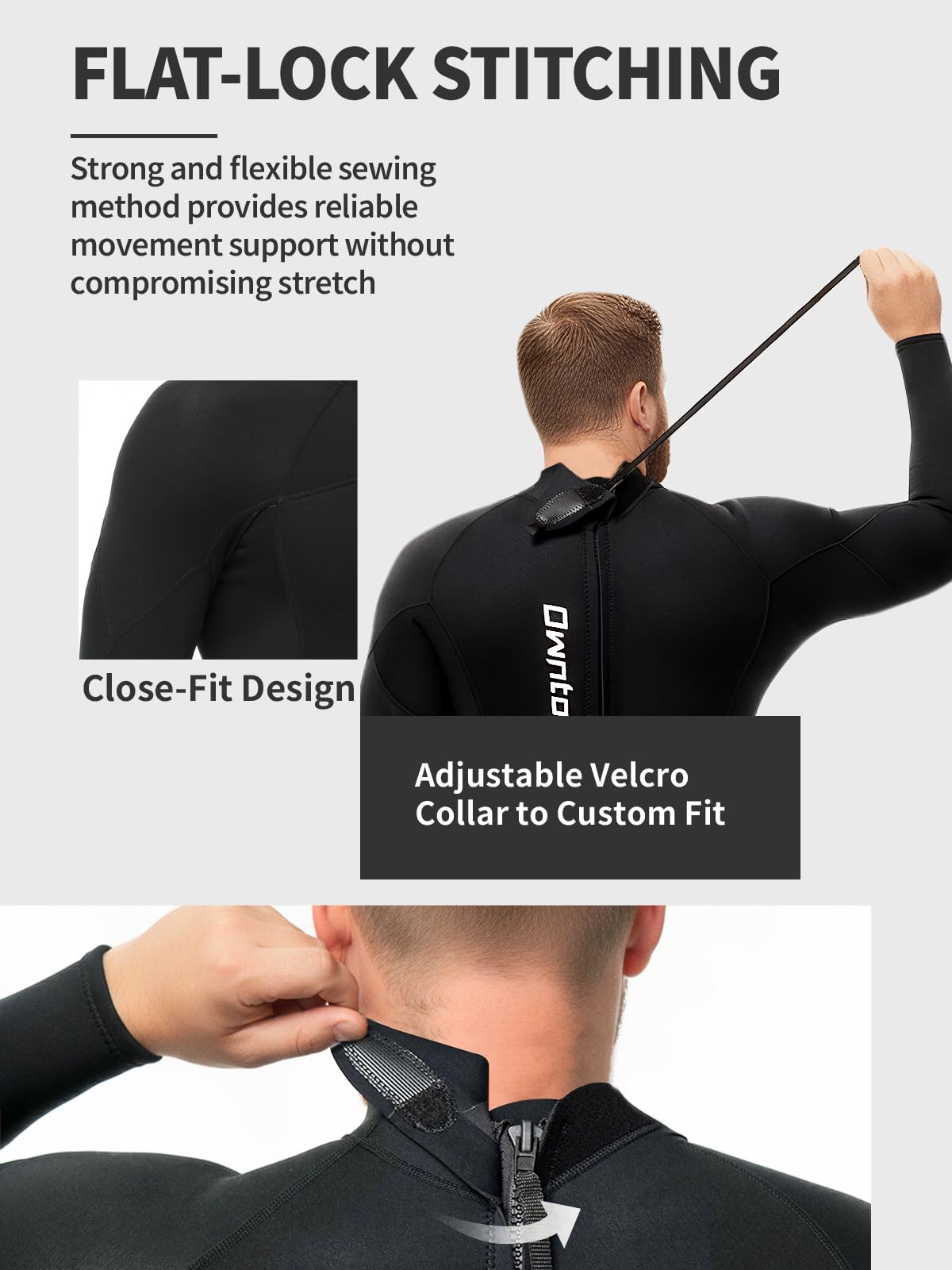 Owntop Traje de neopreno de talla grande para hombre y mujer, 3/2 mm con cremallera trasera, traje térmico de cuerpo completo, traje de buceo para buceo en agua fría, surf
