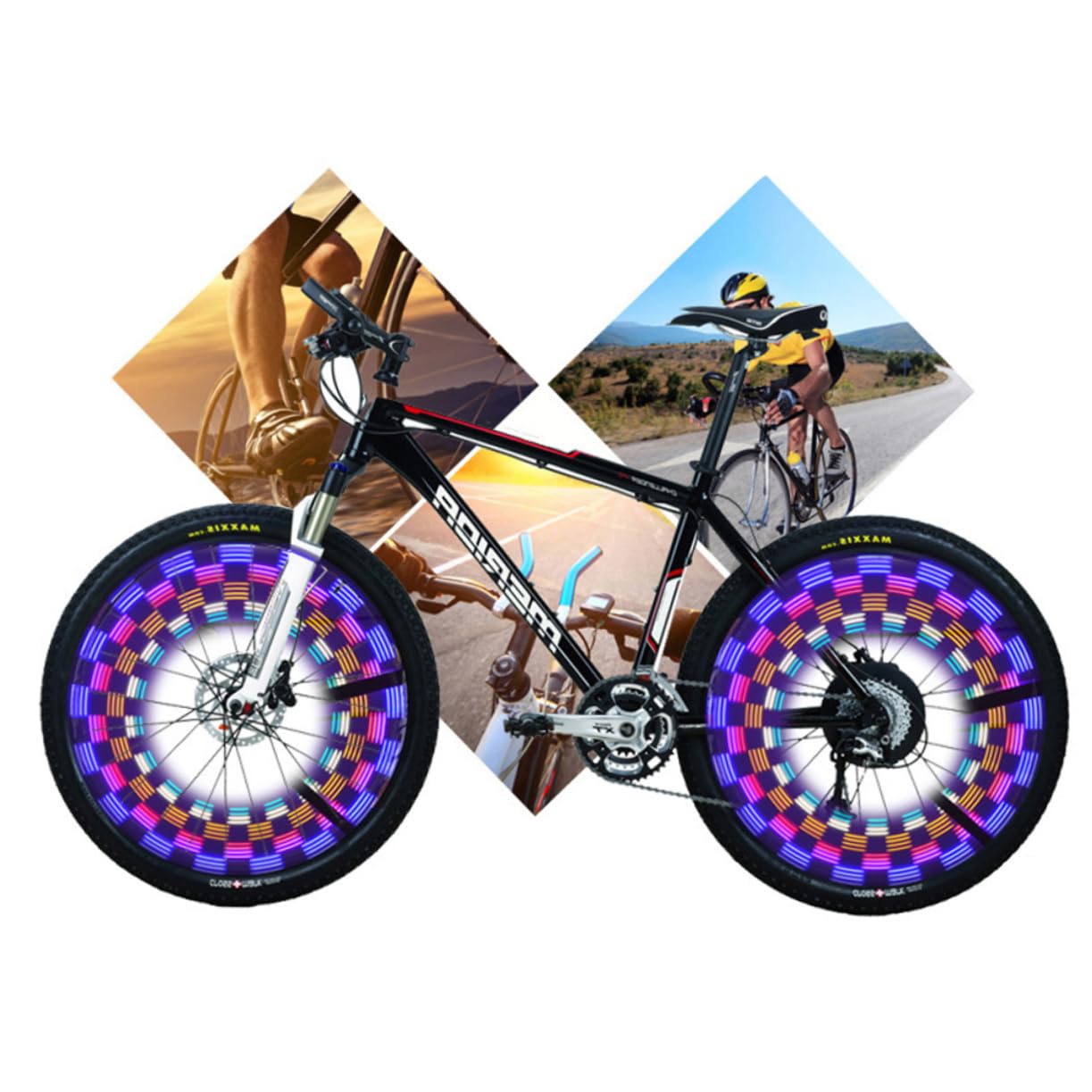 BESPORTBLE Lot De 3 Éclairages LED pour Roues De Vélo 42 Styles Éclairage De Nuit Idéal pour La Conduite