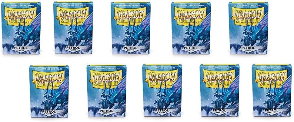 10 Packs Dragon Shield Matte Petrol Standard Size 100 ct Card Sleeves Display Case