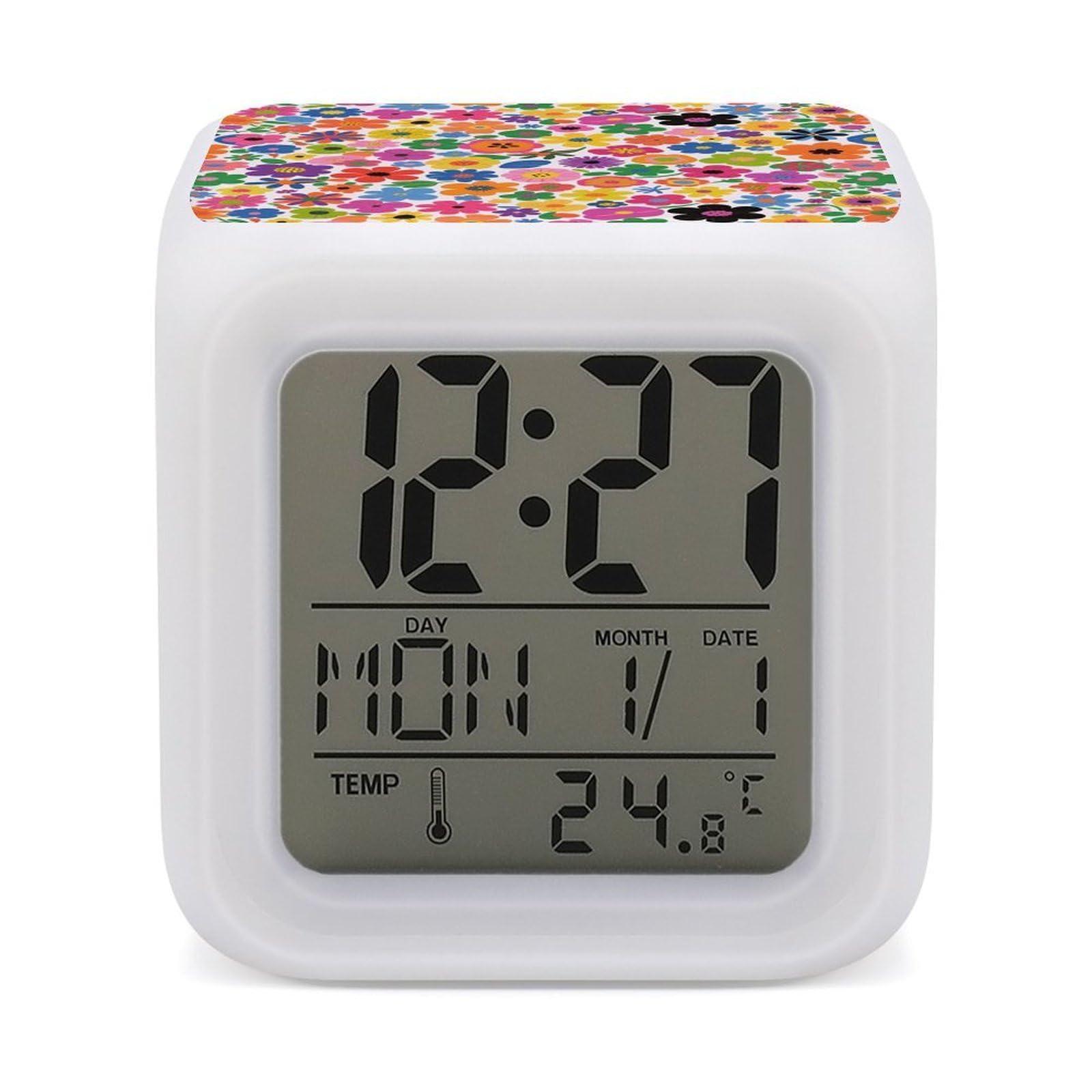 Reloj digital con luces para mesita de noche moderna y dormitorio infantil floral