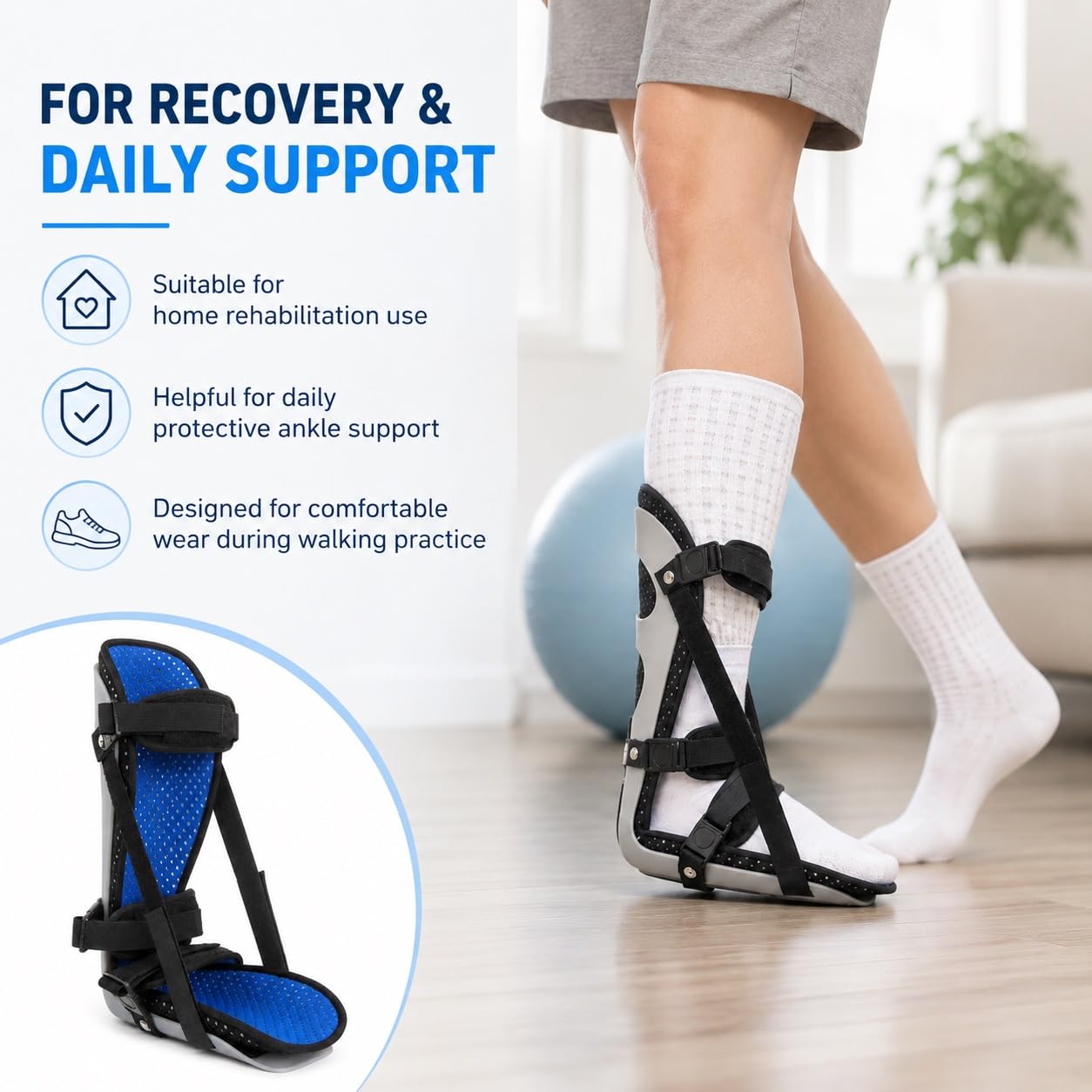 Genérico Férula AFO para pie caído - con correas ajustables, para deporte y caminar a diario, Modelo CJDW1026 (M)