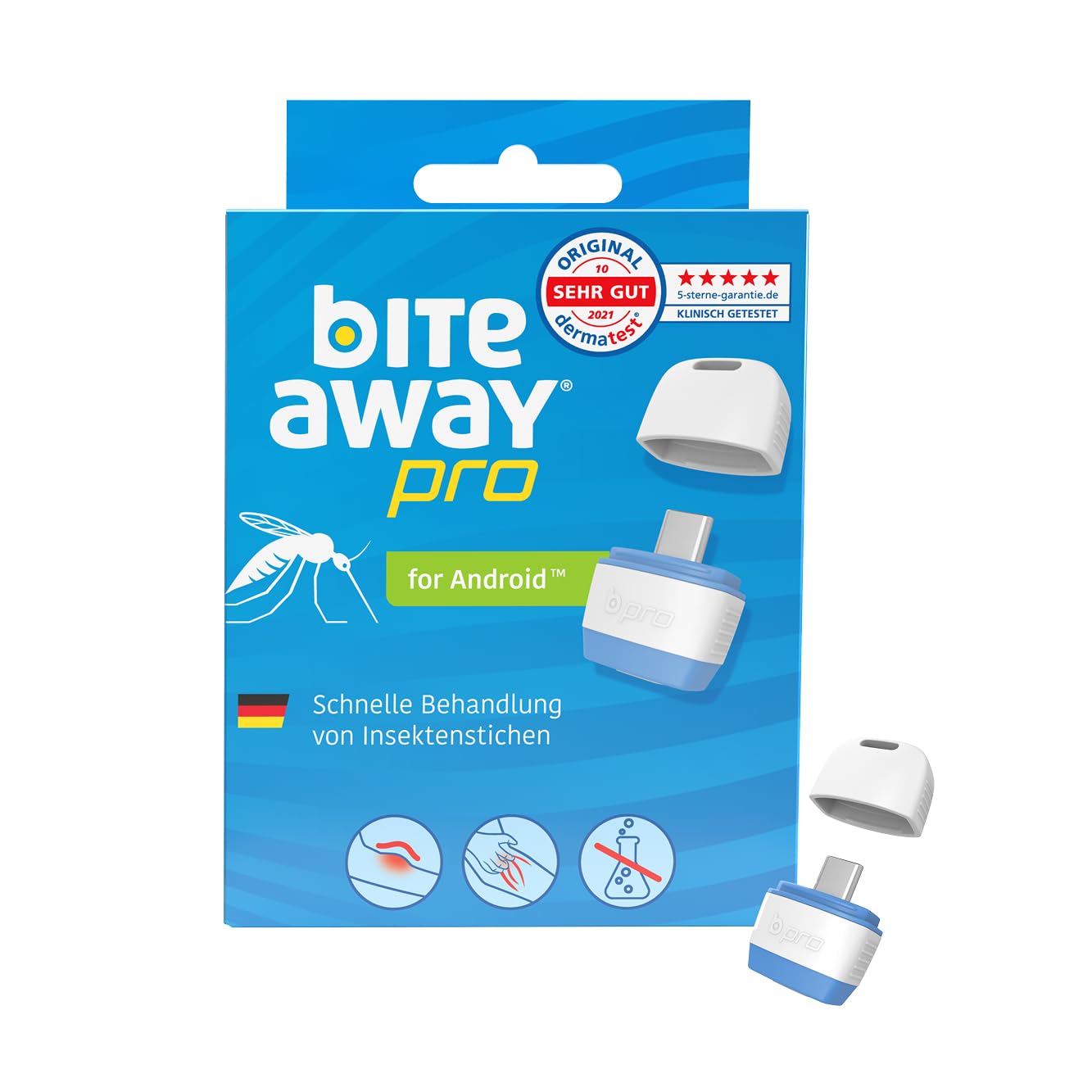 bite away® pro mit PowerUnit - Insektenstichheiler gegen Juckreiz bei Insektenstichen – der 2-in-1 Wärmestift für maximale Flexibilität