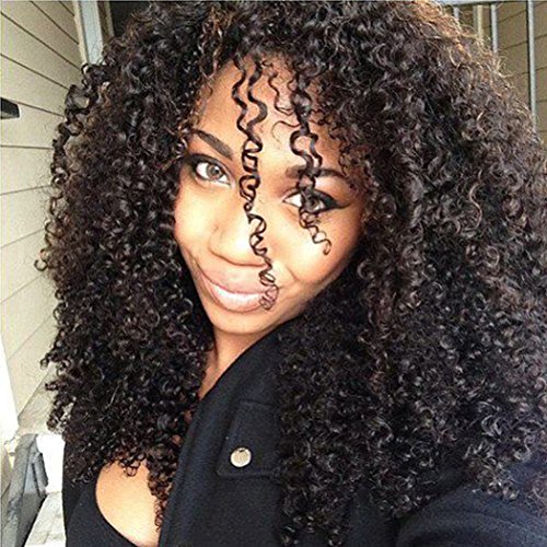 VoWigs Afro Kinky Curly 3B 3C Clip in Hair Extensions Brazilian Human Virgin Hair 110gram/set 7pcs African American Human Hair (18 inch, Afro Kinky 3B 3C)