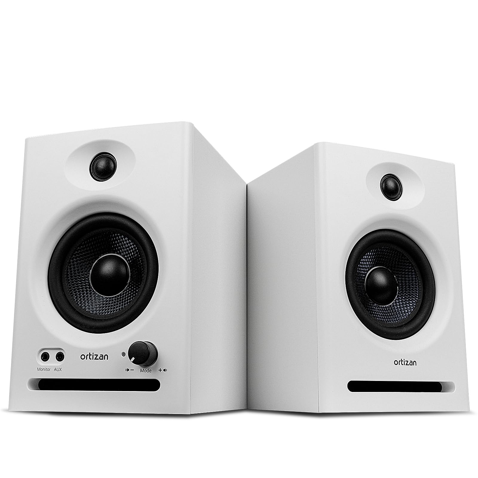 Ortizan C7 Dual-Mode 2.0 Studio Monitors, Active Monitor Speakers for Near Field Music Production, Bluetooth 5.3 Wireless Computer PC Monitor Gaming Bookshelf Speakers(Pair, White)