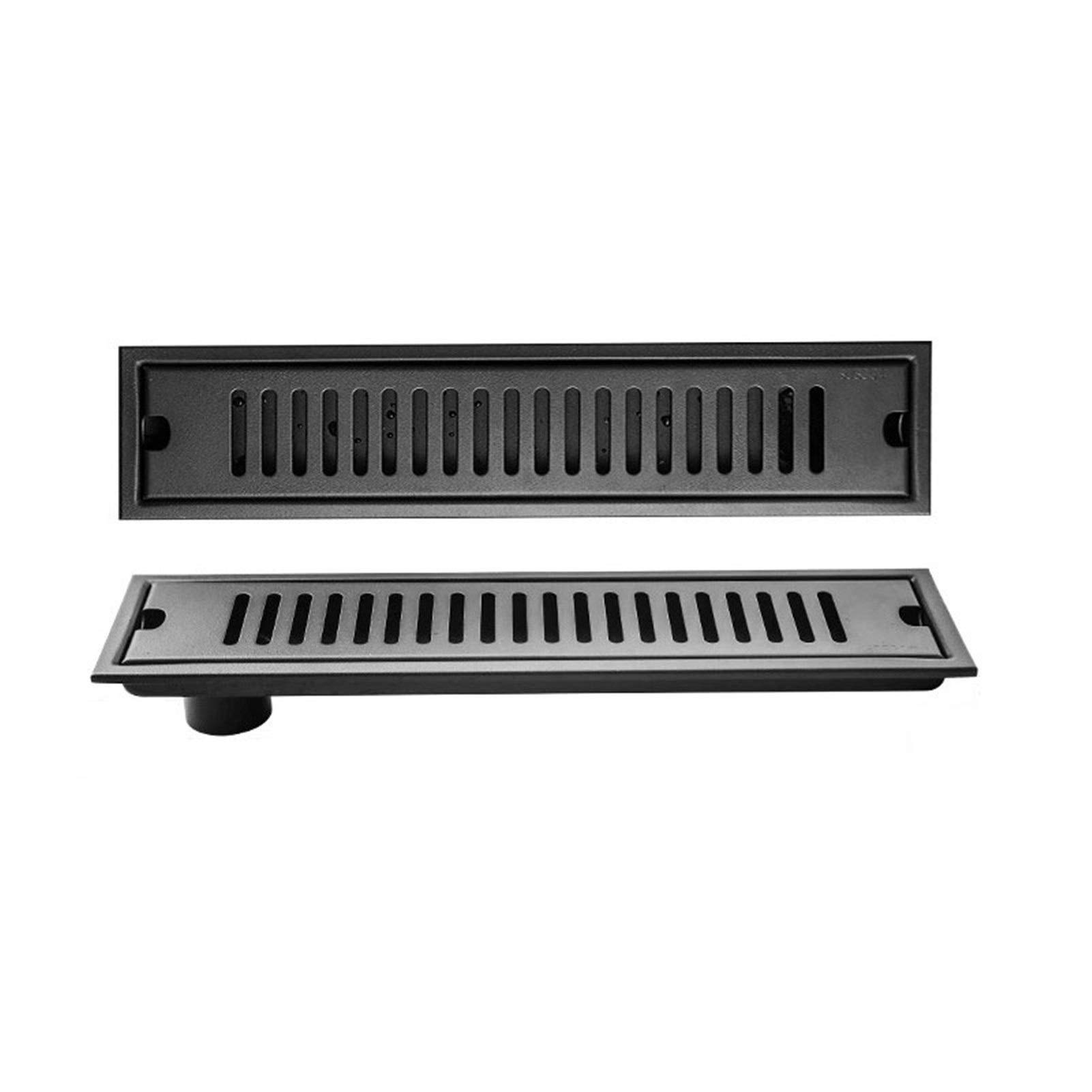 Doucheafvoer met haarzeef, SUS304 vierkante doucheafvoer met afneembare afdekking, vloerafvoer voor keuken, wasruimte, garage en kelder, zwart (maat: 15 cm (5,9 inch