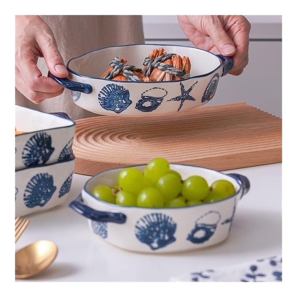 Naczynia do pieczenia Ceramiczna duża, podwójna tacka do pieczenia ryżu, piekarnik, kuchenka mikrofalowa z miską do pieczenia, kreatywne przybory śniadaniowe