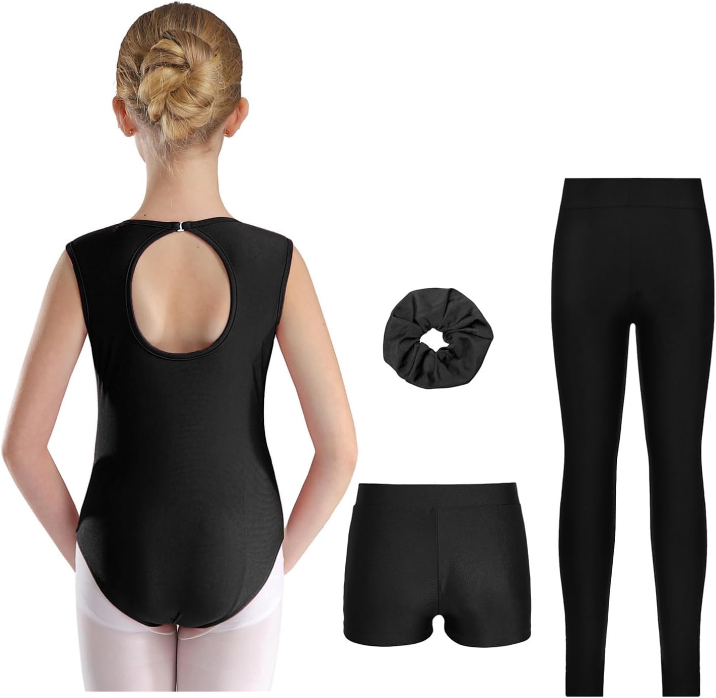 YiZYiF Kids Girls Training Suits Skating Outfits with Shorts Leggings Headwear Set Gymnastic Ballet Dance Leotard