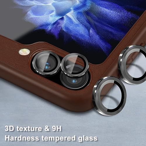 Miniatura 3 de KEZiHOME Funda para Samsung Galaxy Z Flip 5 con protector de pantalla integrado, funda de cuero genuino para Samsung Z Flip 5 con cubierta para