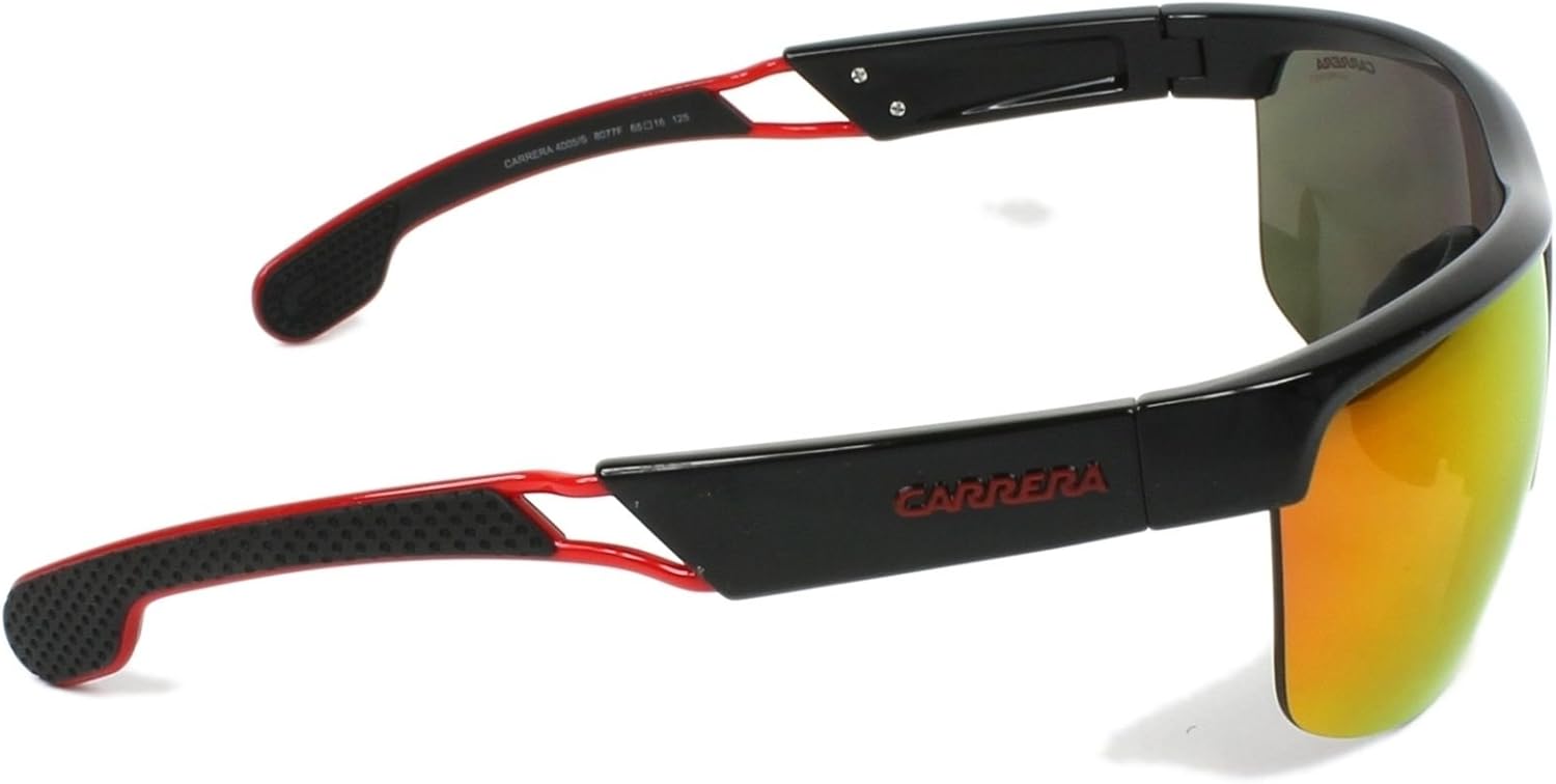 Carrera Men's CA4005/S Wrap Sunglasses, Black/Red Mirror, 65 mm