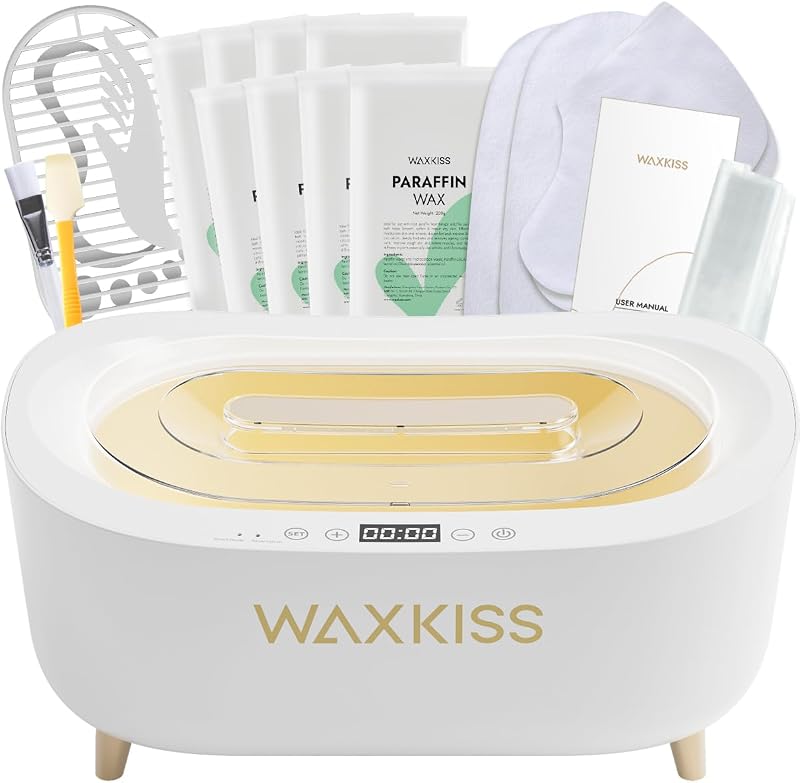 Waxkiss Intelligent Paraffin Wax Machine for Hands & Feet, 8 Pack Refills Paraffin Wax Warmer Kit for Professional Spa (A)