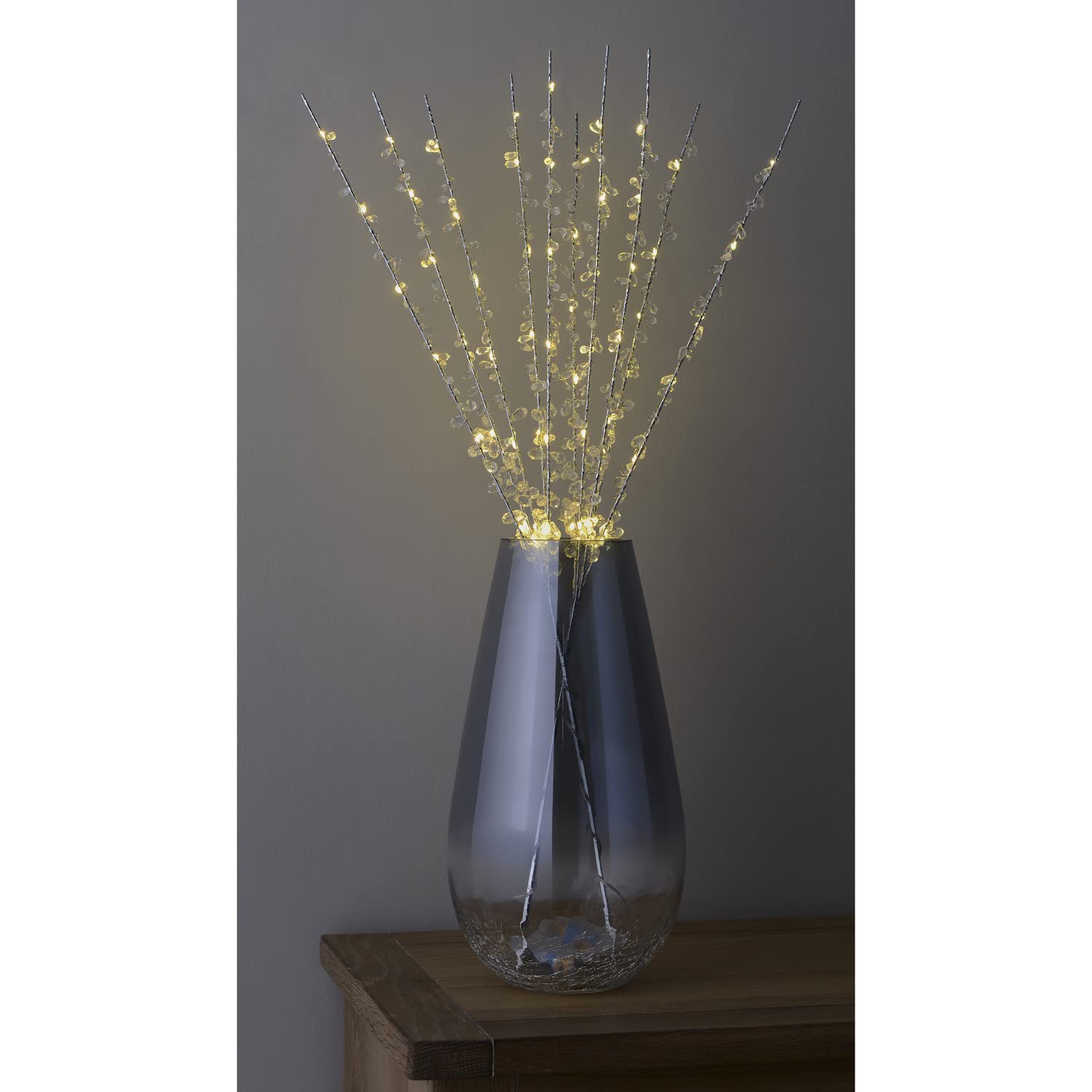 Bloomingtons Direct Clear Set Of 2 Led Jeweled Twigs Light Warm White Crystal Jeweled Beaded Twig Branch Light For Vase For Living Room 2 X Aa