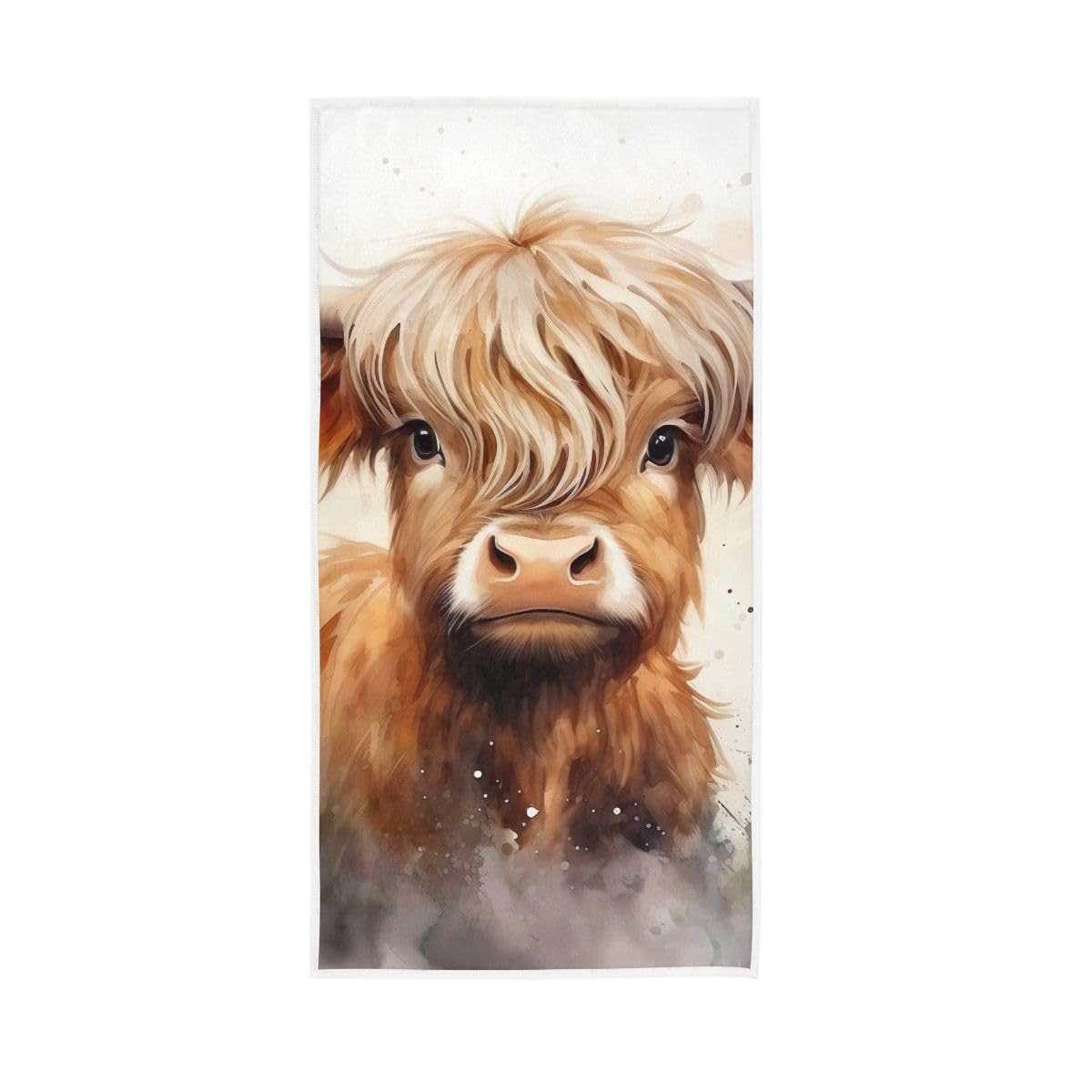 LSRCPD Watercolor Scottish Highland Cattle Hand Towels and Wash Cloths for Bathroom, Hand Towels for Bathroom, Travel, Camp, Hotel, Spa 15 x 30 Inches