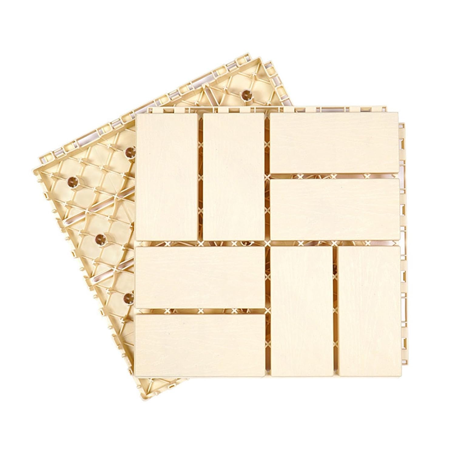 Dalles et lames de terrasse en composite, Tuiles de terrasse en bois imbriquées, Patio extérieur, jardin, paquet multicolore de 8/18/28 pièces(White,18pcs)