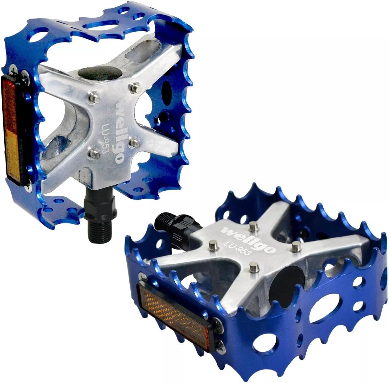 Wellgo Old School BMX MTB Bear Trap 1/2" Bicycle Pedals, Blue, WE3042