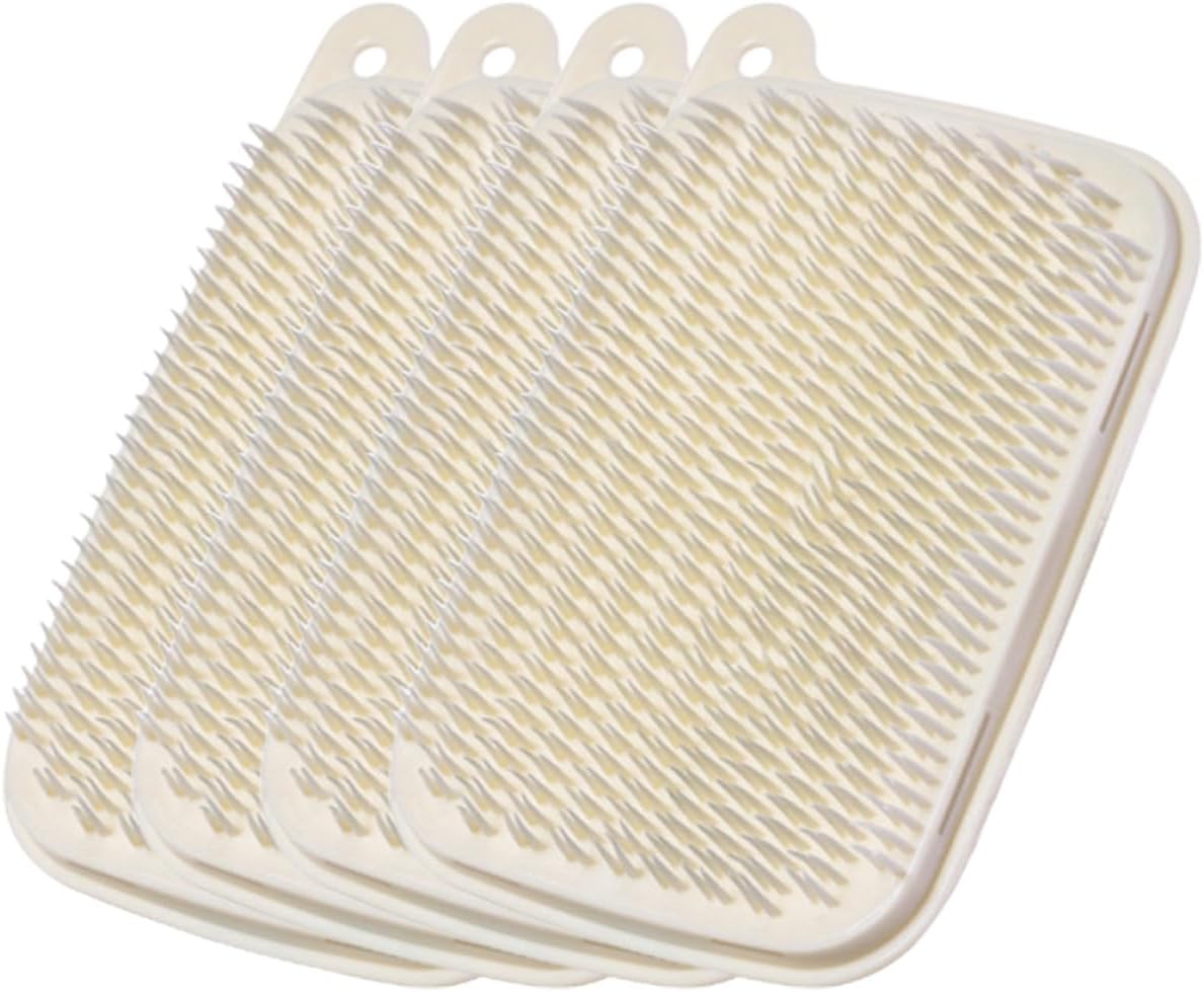 4pcs Vegetable and Potato Scrubber Brush Set for Fruit and Vegetable Cleaning, Flexible Multi-use Sink Scrubbers in Light Beige for Home Kitchen