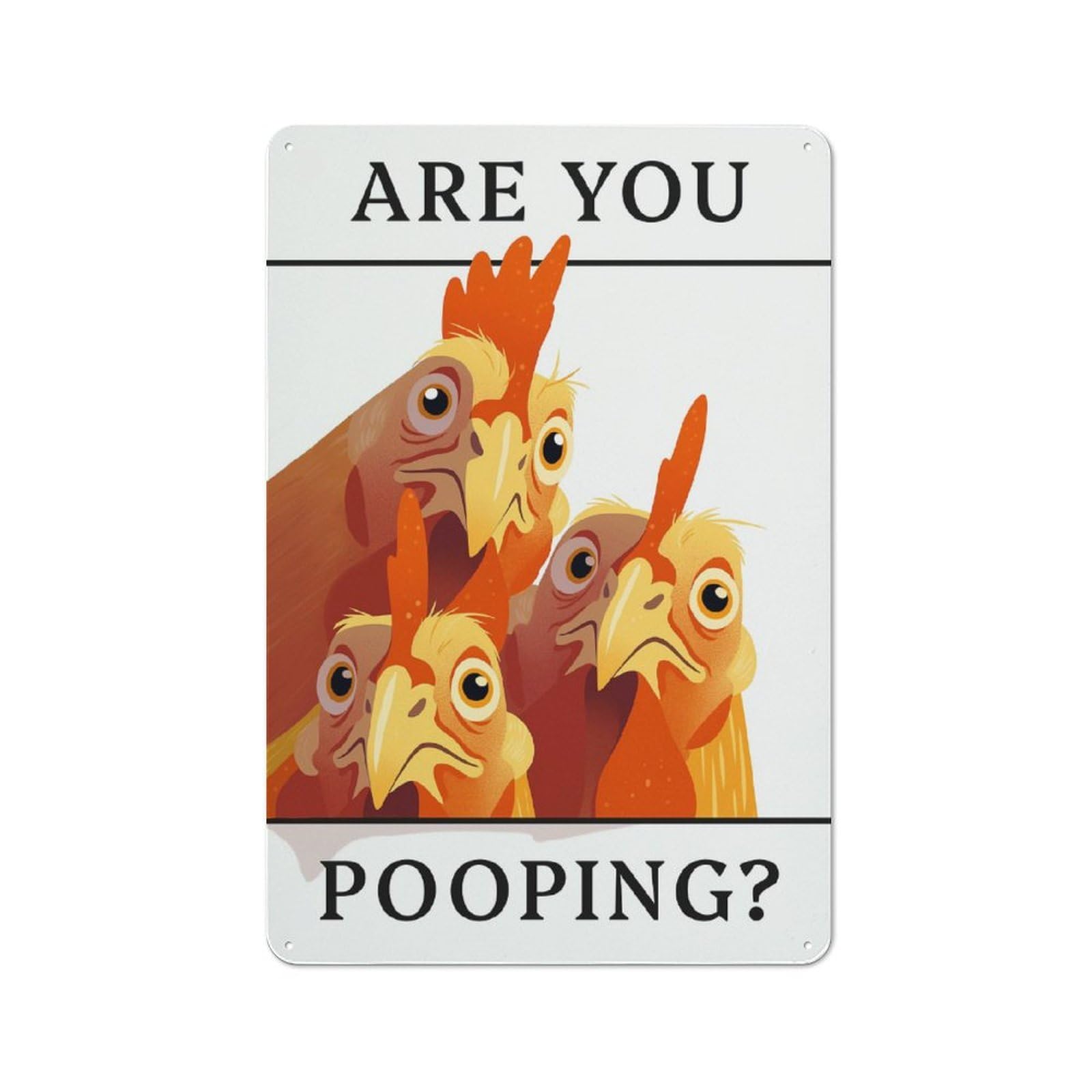 Junmoney Style-12 30X20cm Retro Metal Sign With Chicken Bathroom Invasion For Living Room Or Hallway, For Living Room Decor Lovers Refreshing A Room In Autumn