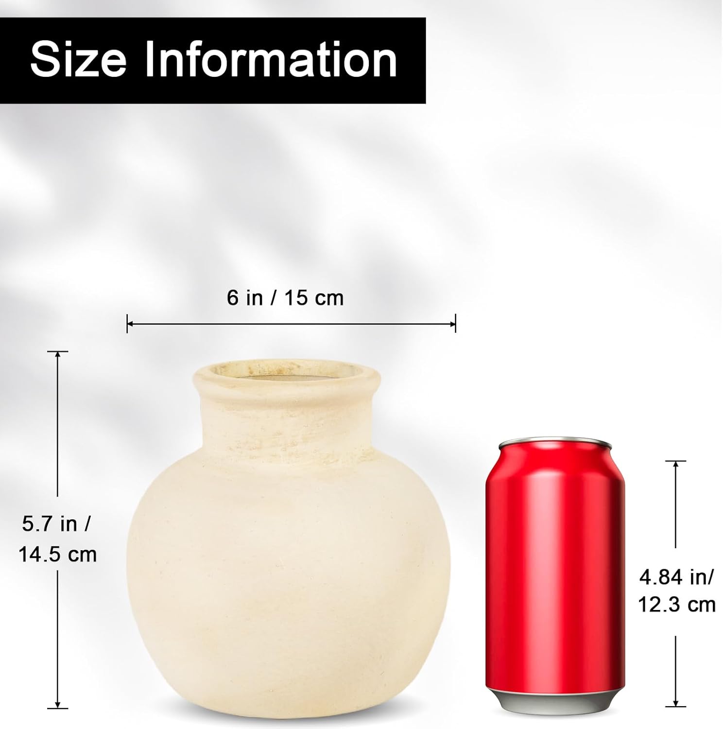 Ceramic Rustic Farmhouse Vase | 6 Inch Pottery Decorative Flower for Home Decor | Boho Vase | Terracotta for Table, Living Room, Bathroom Decoration, Shelf Decor, Mantel, White - Image 3