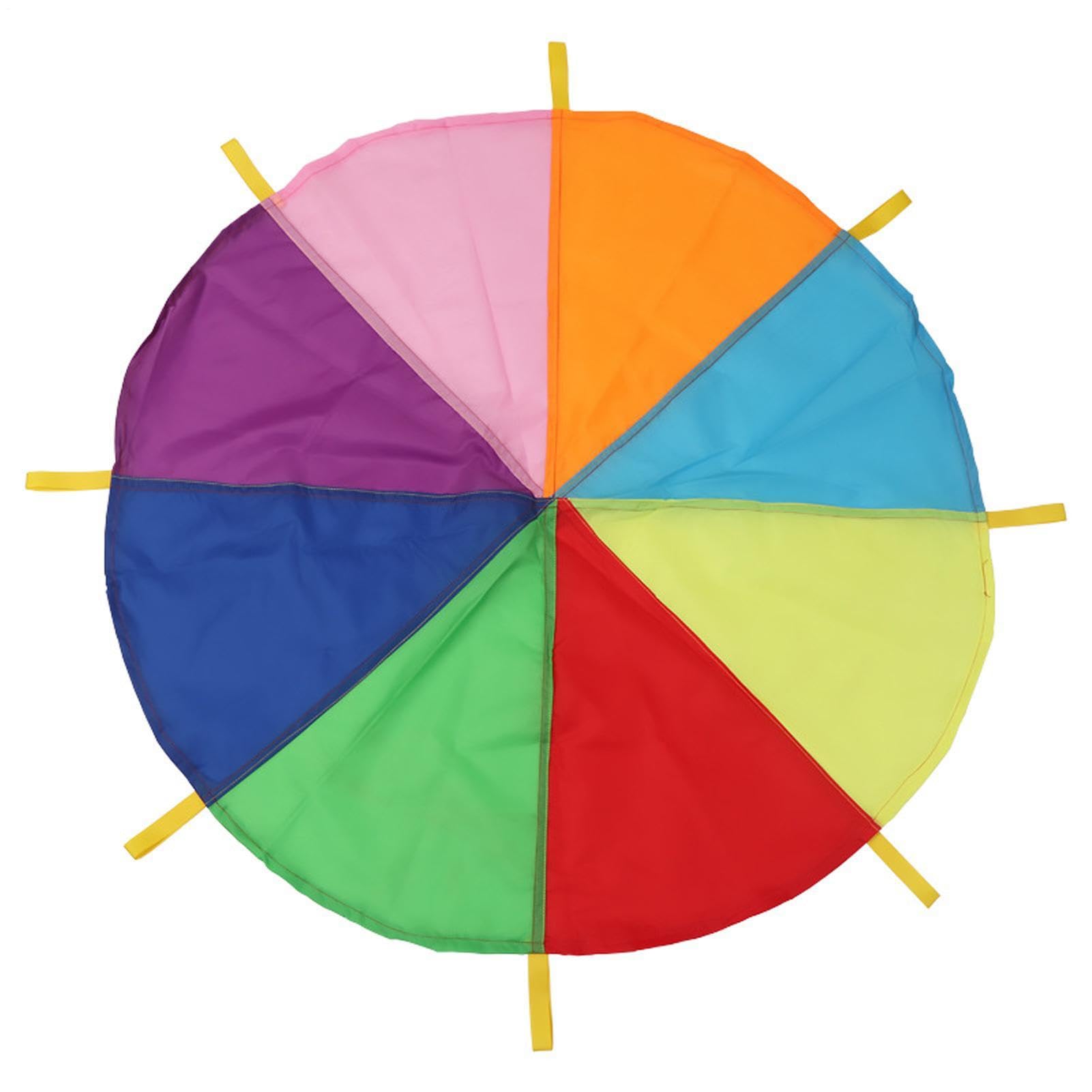 Paracadute Rainbow Gym - Paracadute all'aperto 5 m con manici sensoriali, giocattolo di attività di gruppo in nylon leggero, attrezzatura per esercizi, gioco di coordinamento della Po