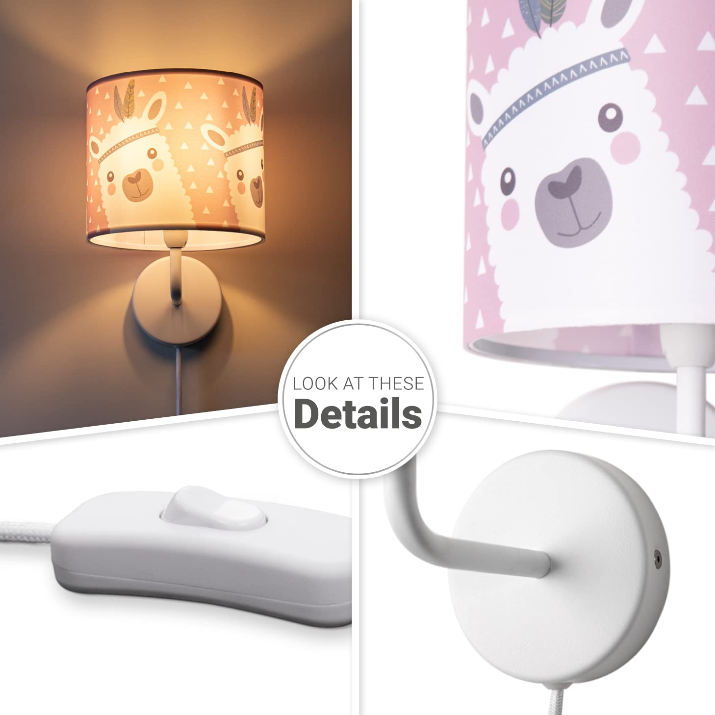 Paco Home Kinderzimmer Wandleuchte Baby Straße Feuerwehr Wandlampe Baby Lampenschirm Stoff Rund E14 Mit Stecker Und Kabel