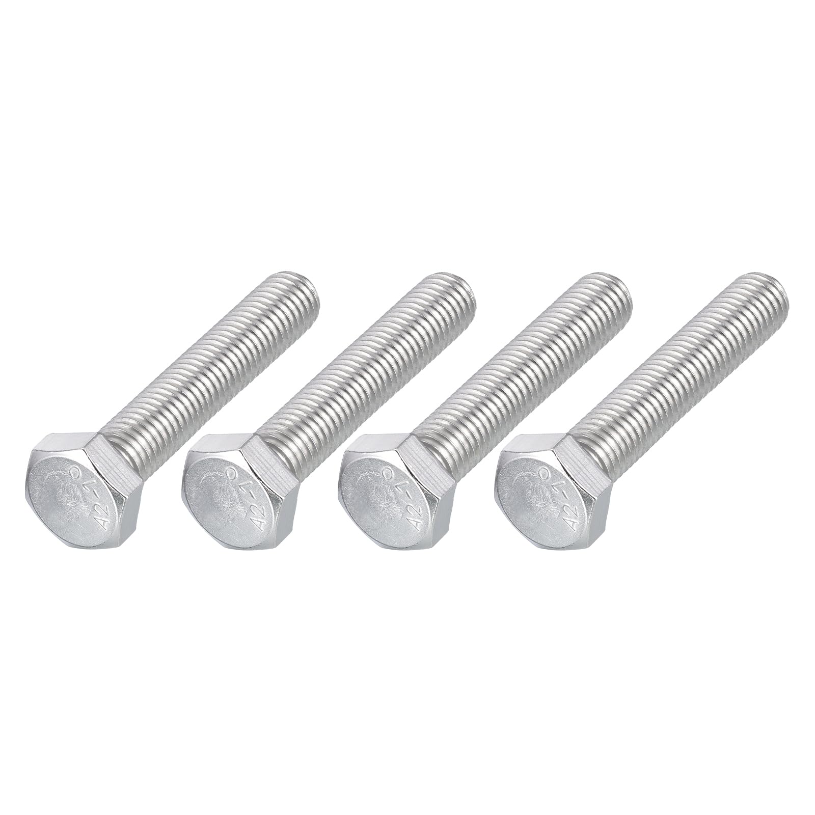 METALLIXITY Hex Bolts (M12-1.75x65mm) 4Pcs, 304 Stainless Steel Coarse Fully Threaded Hex Head Screw Bolt Machine Screws
