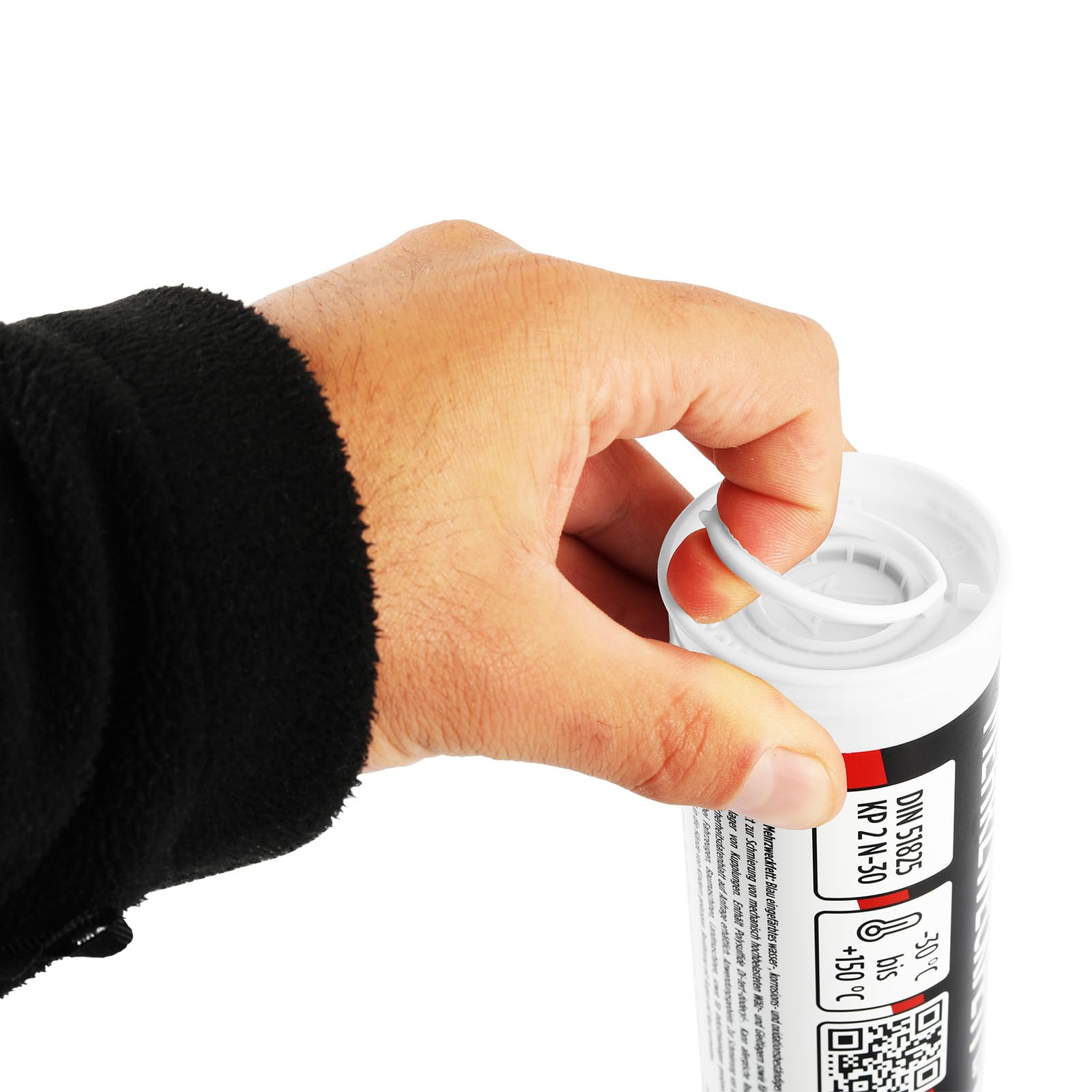 TECPO Grasa multiusos de alto rendimiento, complejo Li 2N-30, 12 x 400 g, con cartucho de prensa manual, grasa de larga duración, grasa para rodamientos, reduce la fricción y los golpes, con prensa de