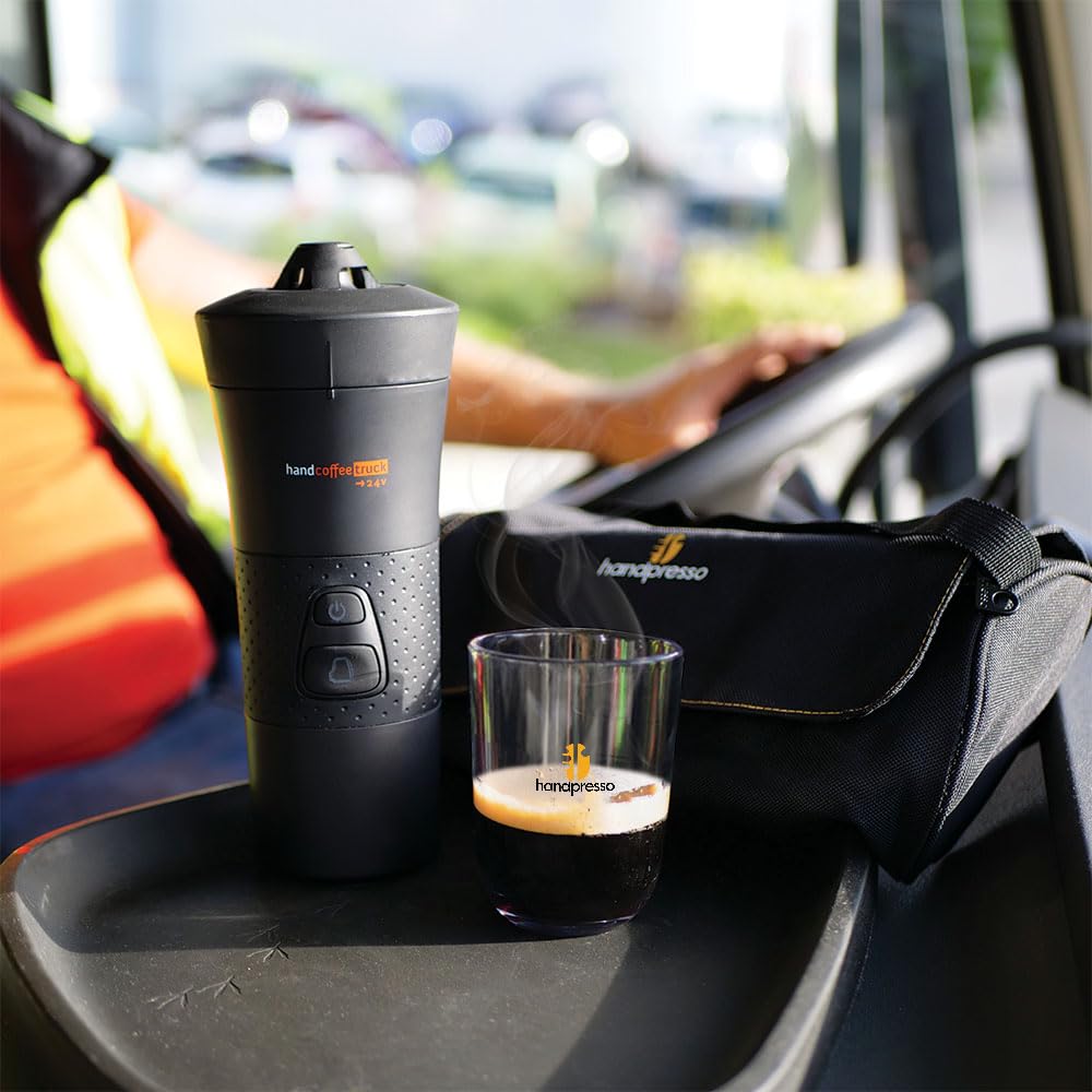 Handpresso - handcoffee truck - machine à café camion 21010 | pour dosette Senseo | cafetière allume-cigare - cafetiere 24v camion| cafetière de voyage | café court et long - 110 ml max