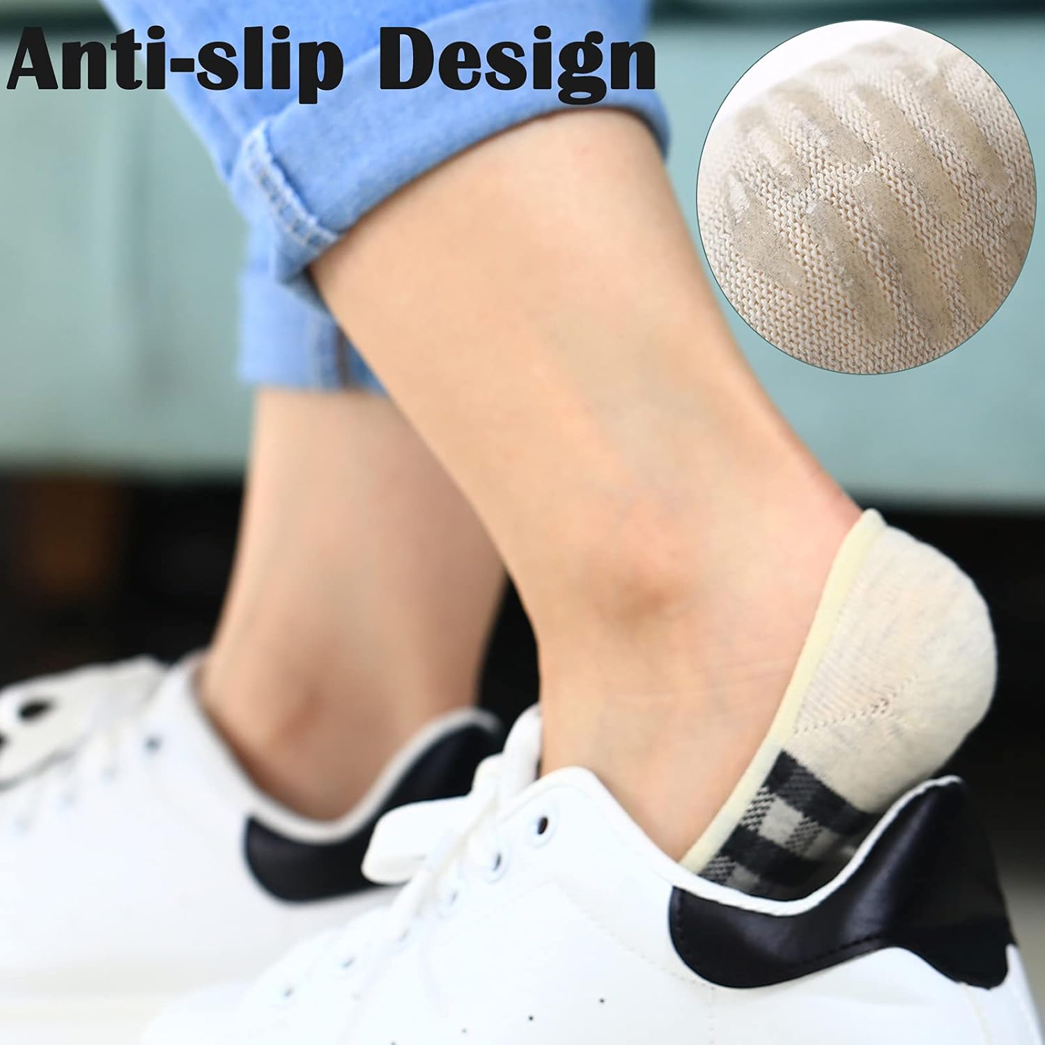 RYI 5-Pack No Show Socks for Women Size 6-9 Ankle Invisible Non-slip Athletic Socks - Image 3