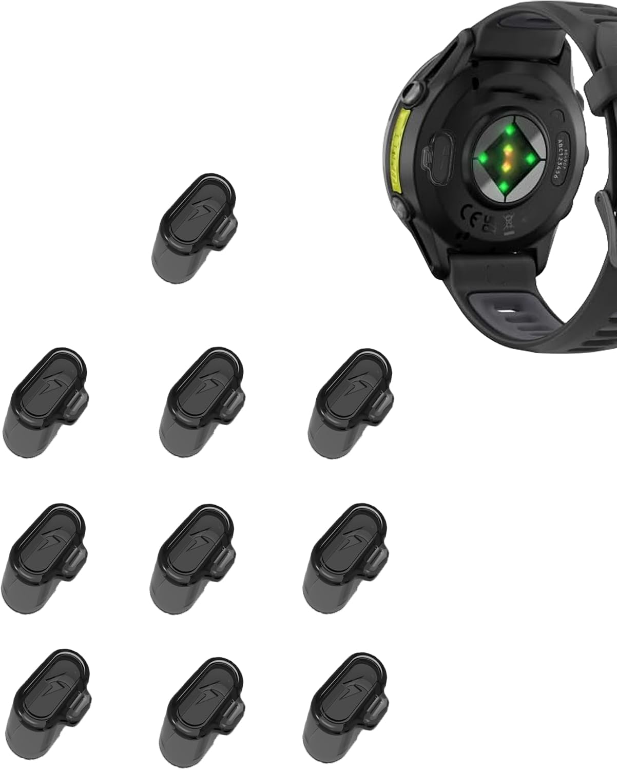 10 Pack Charger Port Protector for Garmin Forerunner 970,BOVUGAC TPU Dust Plug Anti-dust Plugs Compatible for Garmin Forerunner 970-Clear Black