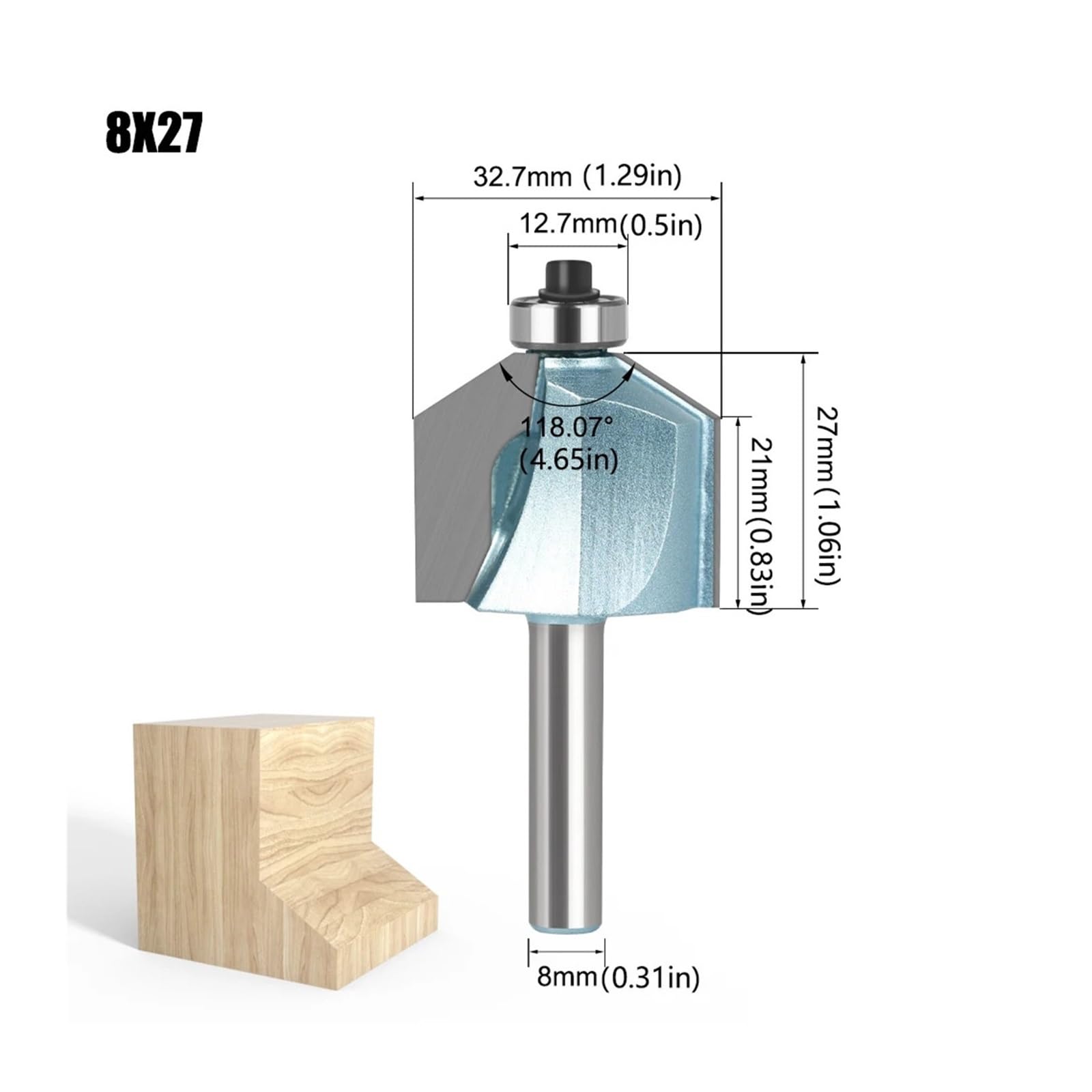 1 szt. 8mm 12mm 12,7mm Shank 31 stopni Nóż do przycinania skośnego frezu obróbki drewna(31DXJD8mm shank)