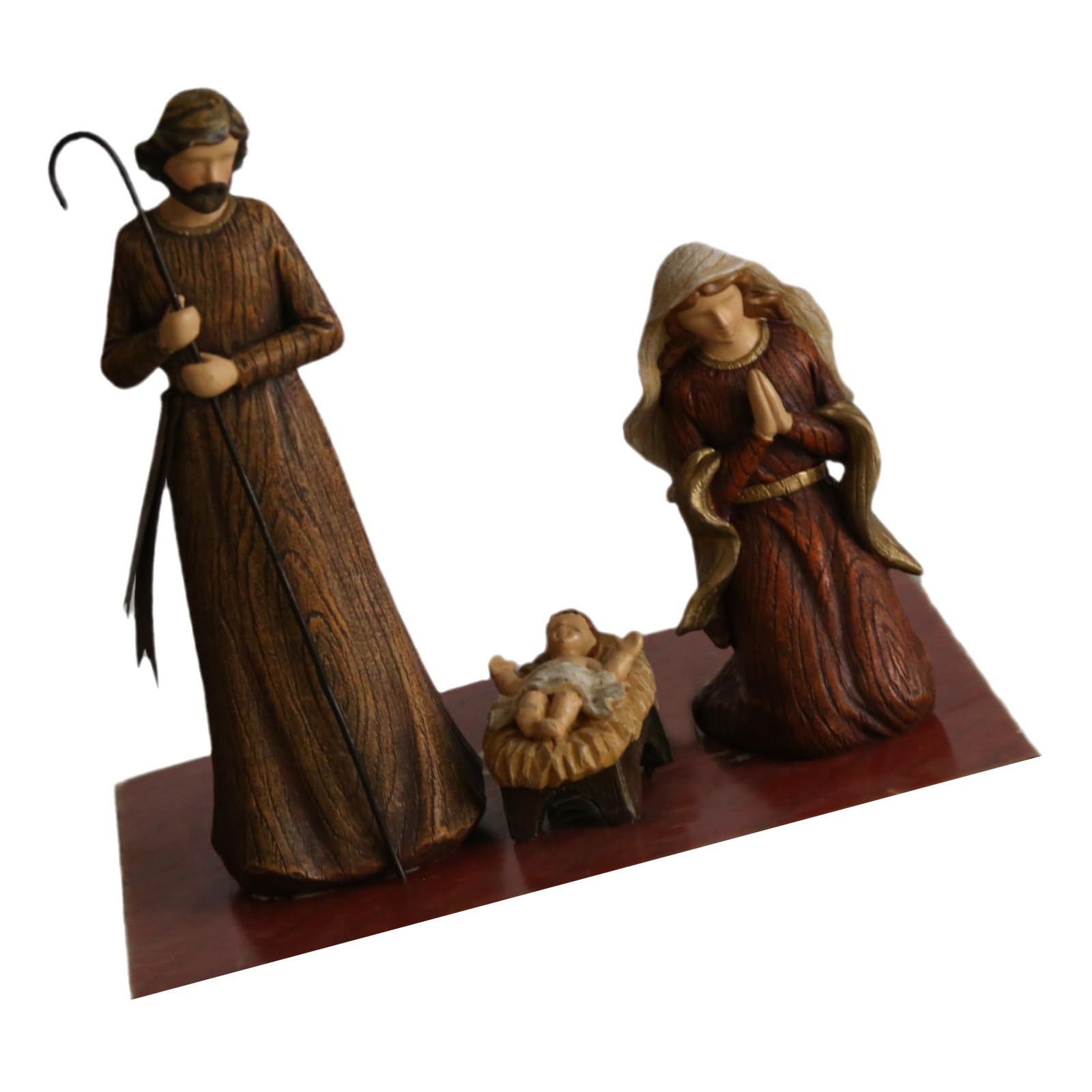 Sisyeuo Decorative Biblical Manger Figurines Nativity Scene for Holiday Homes Decors Resin Christmas Story Scene Centerpieces Collectible Christmas Decoration