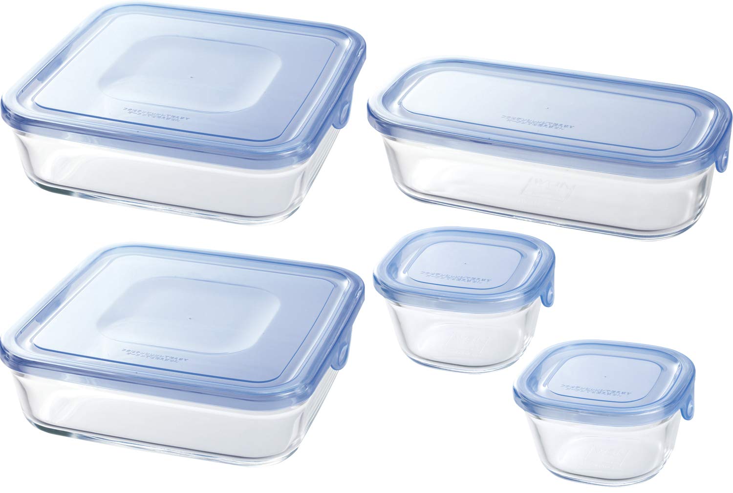 Amazon｜iwaki(イワキ) 耐熱ガラス 保存容器 アクアブルー 5個セット