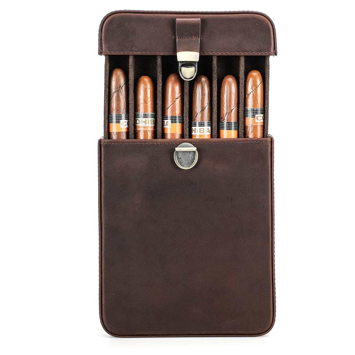Contacts Crazy Horse Custodia per sigari in pelle da viaggio a 6 slot scatola per sigari fatti a mano Humidor Manicotto portatile per sigari
