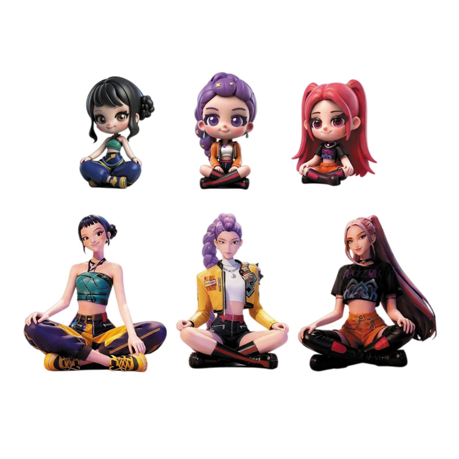 6 statuette a forma di cartone animato, modello da collezione, regalo creativo per i fan