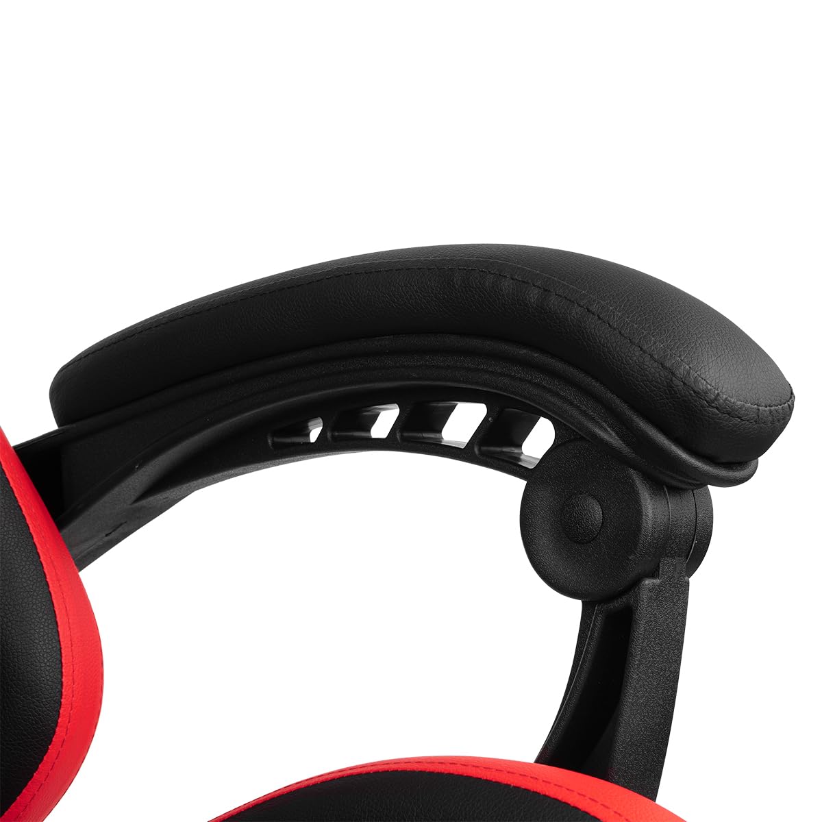 DRIFT GAMING DR35 – Profesjonalny ergonomiczny fotel gamingowy z podparciem lędźwiowym i regulowanymi podłokietnikami 2D, odchylany 135°, ciche koła, tapicerka ze skóry syntetycznej, Czarny/Czerwony