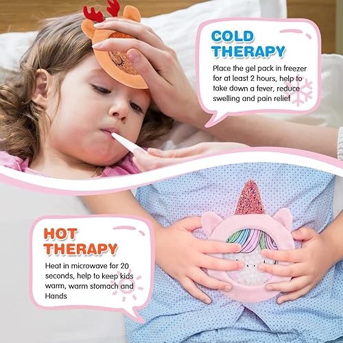 Miniatura 6 de Hilph Paquetes de hielo para niños Boo Boos, paquetes de hielo de gel reutilizables para lesiones para bebés pequeños, compresa caliente y fría con