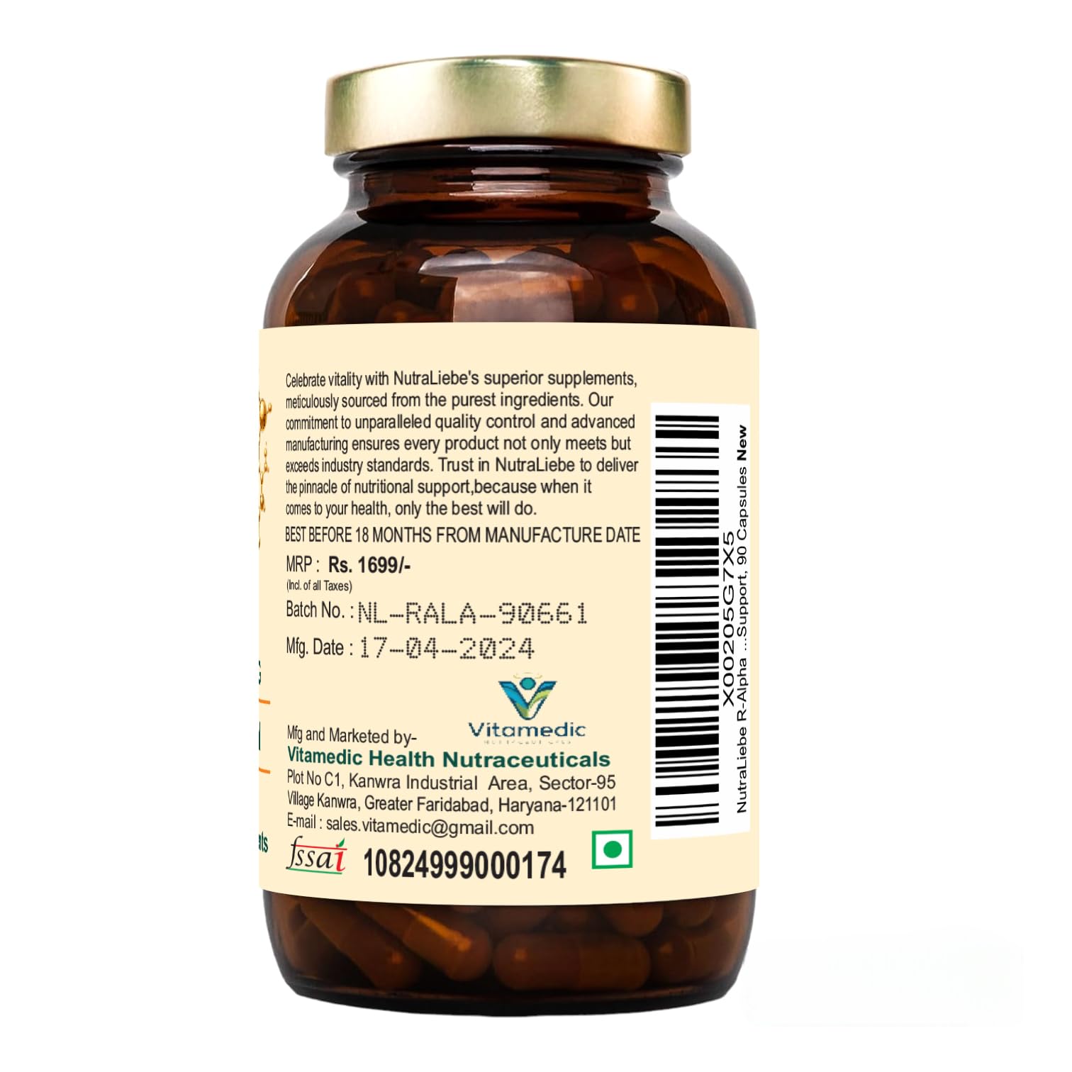 NutraLiebe R-Alpha Lipoic Acid (Thiotic Acid) 300mg - High Potency, Non-GMO, Antioxidant Support, 90 Capsules - Image 8 thumbnail