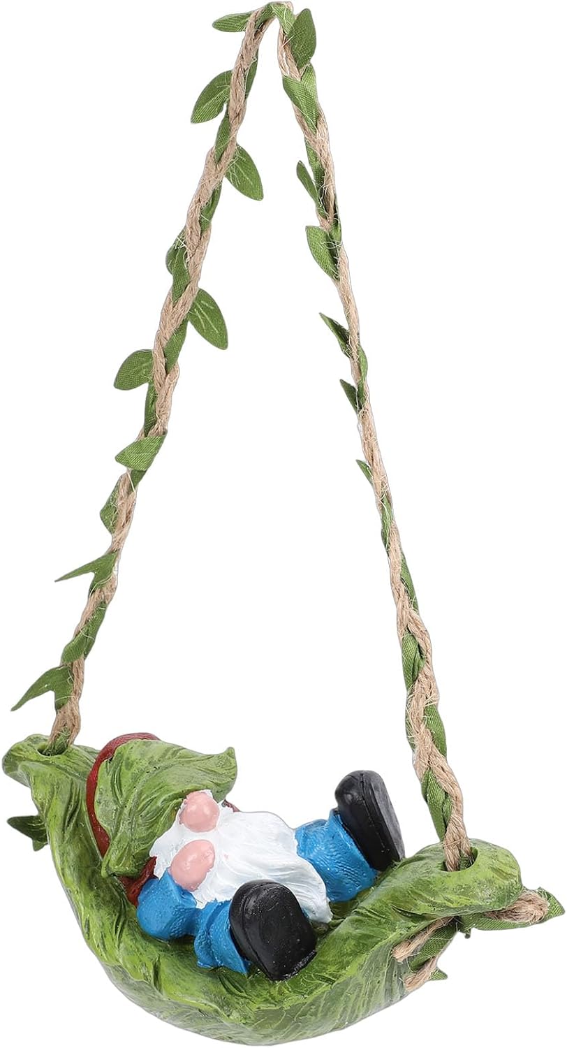 Gnomes Yard Decorations, Blue Garden Gnomes Statues Outdoor Cute Resin Hammock Gnome Hanging Statues Garden Decor Backyard Art for Outside Stump Lawn Patio, Gifts