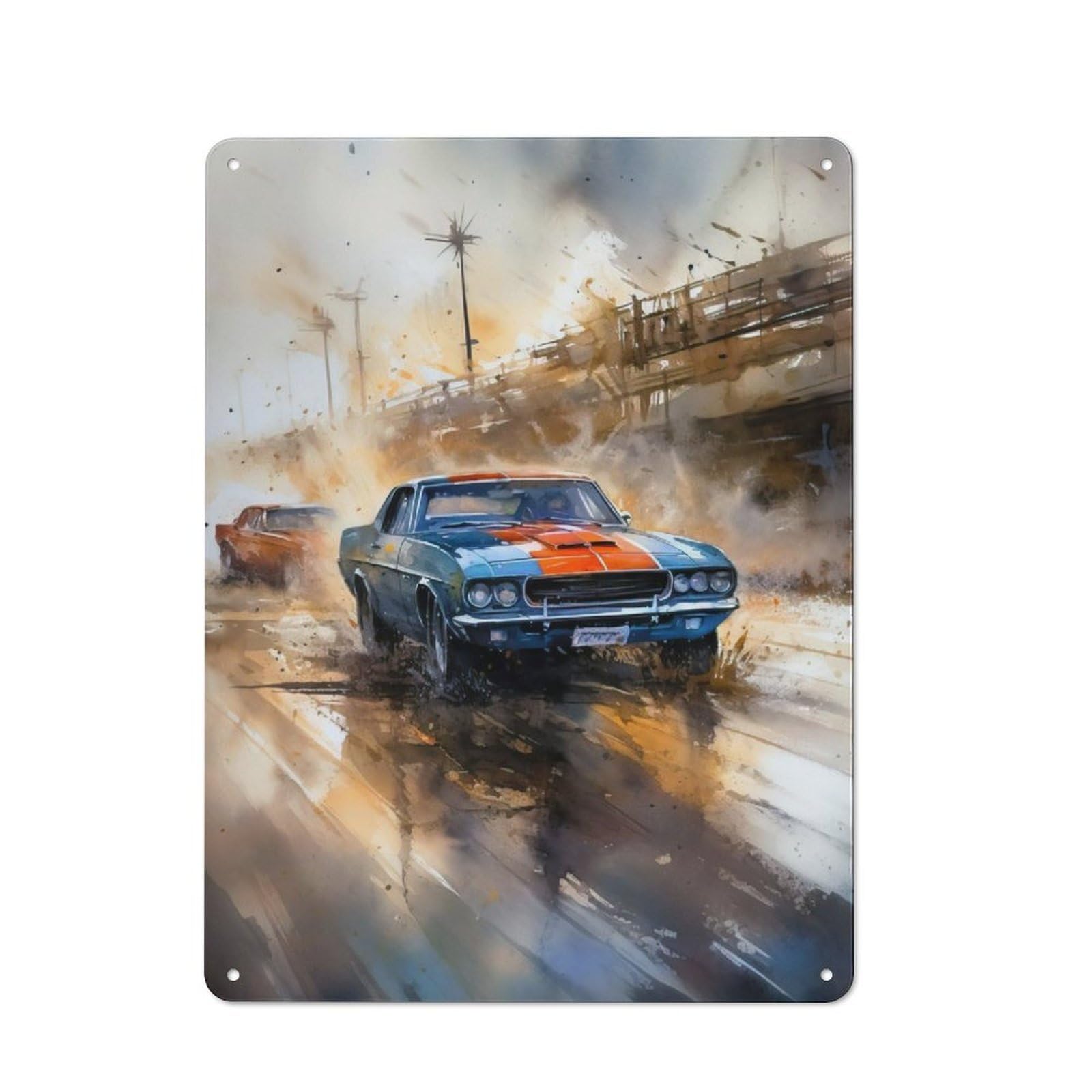 Junmoney Racing Vintage Metal Plaque 40X30cm Featuring For Pub Or Café, Suited To Café Interior Fans