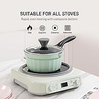 Vista 3 de BUYDEEM Sartén antiadherente de aluminio fundido, sartén de leche de calor rápido y uniforme con tapa de vidrio, compatible con todas las estufas