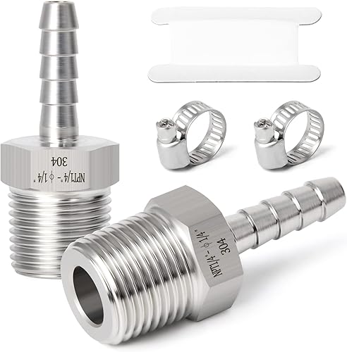 Miniatura 20 de TAISHER 1 PIEZA Accesorio de Manguera Codo de Acero Inoxidable 304 de 90 Grados - Púa de 1" x Púa de 1" para Combustible/Aire/Líquido/Gas con 2