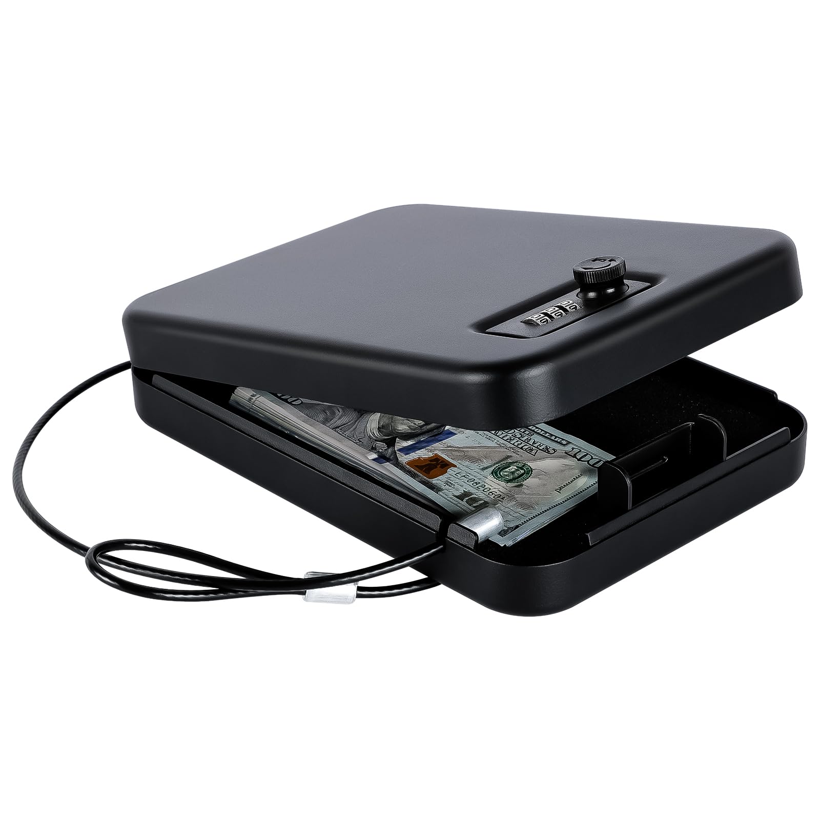 Dalmbox Small Car Gun Safe for Pistols Small Handgun Lock Box with Combination Lock Portable for Car Home Travel (4.6 x 16.5 x 24.6 cm)-image-26