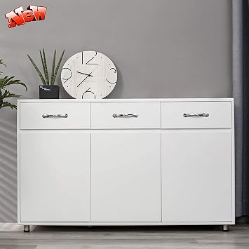 DANGRUUT Upgraded Modern Buffet Sideboard Cabinet, Home Kitchen Console Table for Entryway with Drawer and Shelf for Living Room White