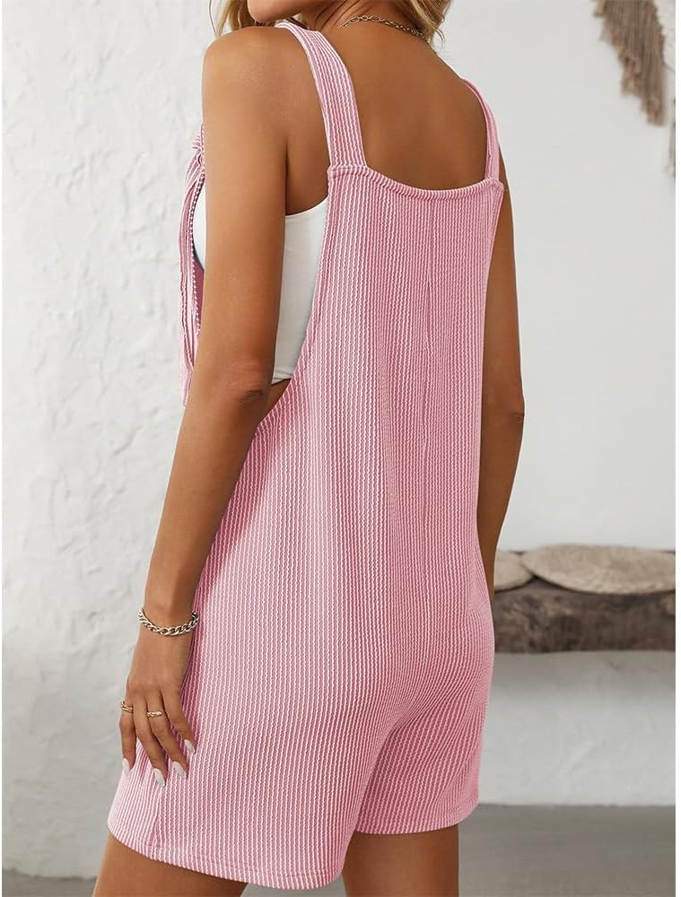 Short Jumpsuits for Women Sexy Sleeveless Casual Tie Knot Straps Plus Size Romper with Pockets Baggy Overalls - Image 4