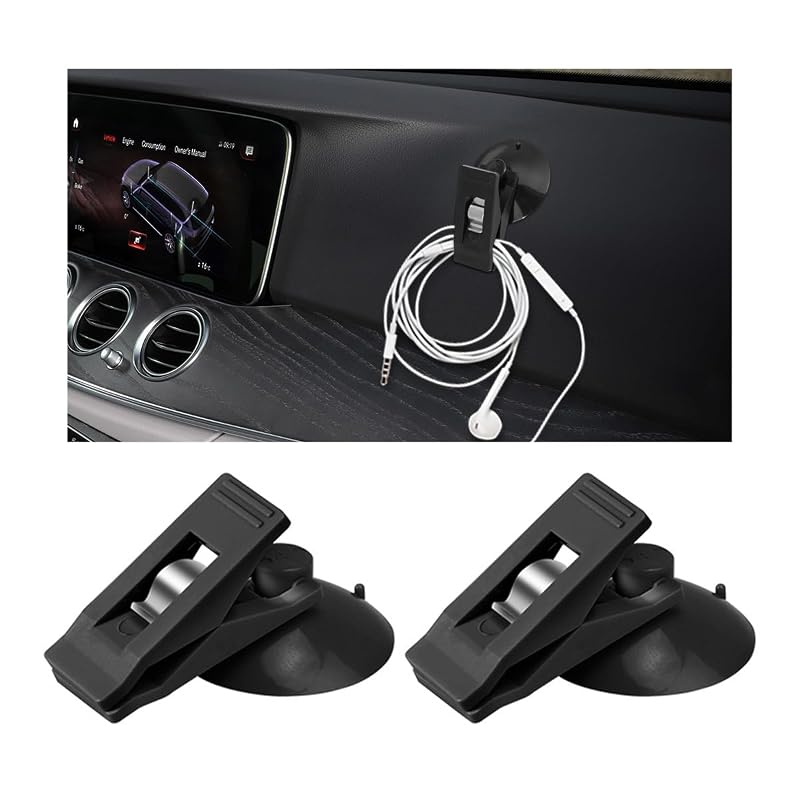 Clipes com Ventosa para Cartões, Notas e Toalhas para Carro Dickno Preto, Kit com 2 peças