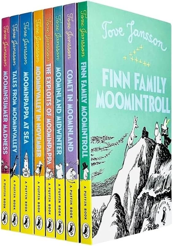 Moomintroll Series Books 1 - 8 Collection Set by Tove Jansson (Finn Family Moomintroll, Comet in Moominland, Moominland Midwinter, Exploits of Moominpappa, Moominvalley in November & MORE!)