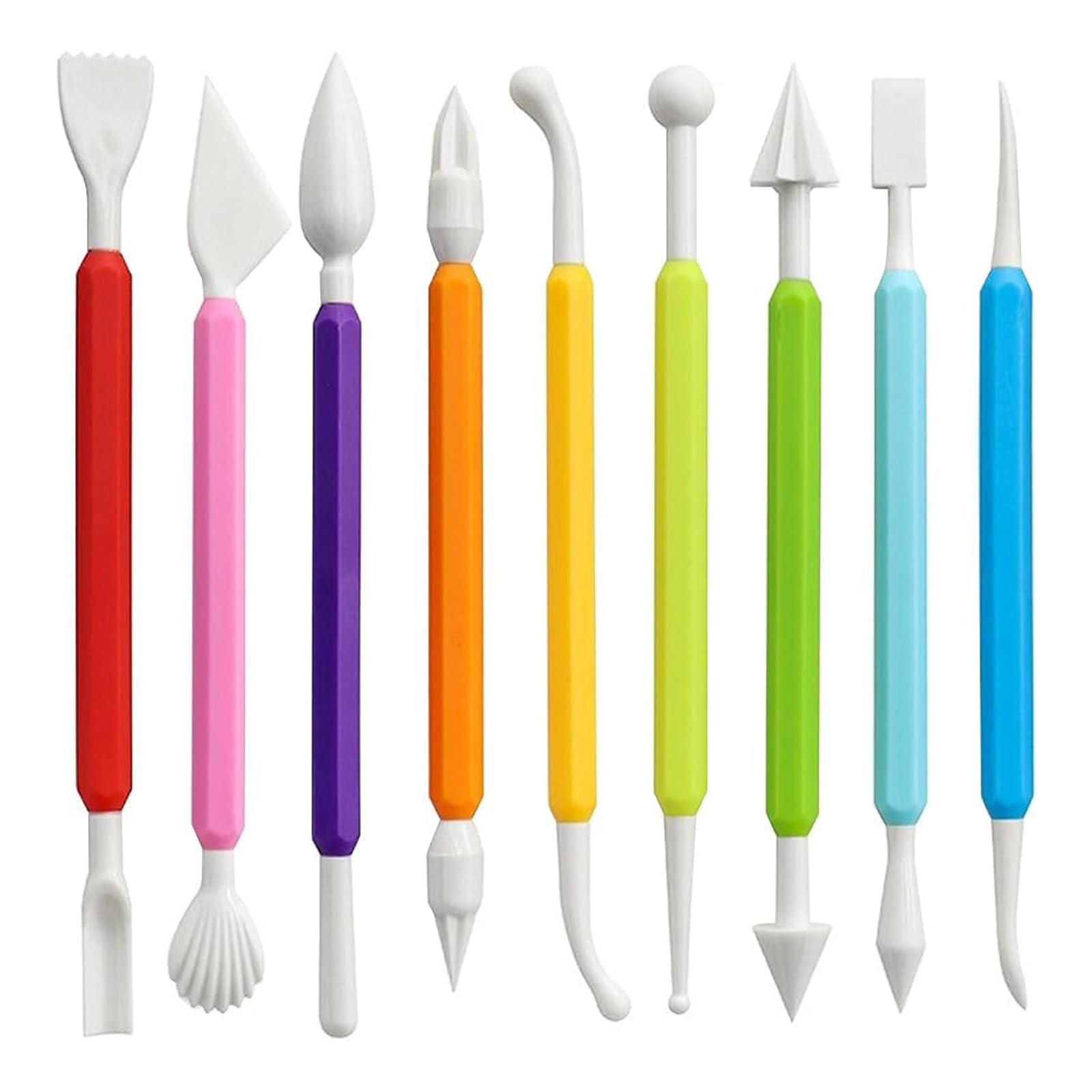 Tazweeq 9Pcs Pottery Clay Sculpting Tools Polymer Clay Tools, Clay Sculpting Tools Kit, Double Ends Suitable For Clay Sculptures And Modeling Clay, Suitable For Children And Adults