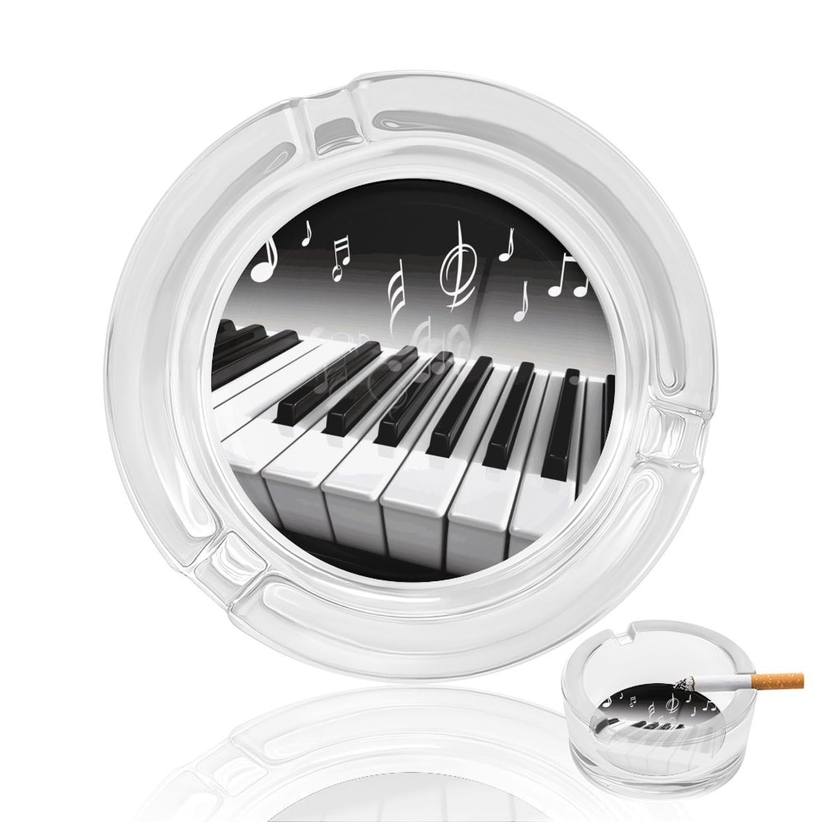Cendrier en verre piano et note de musique pour salon élégant