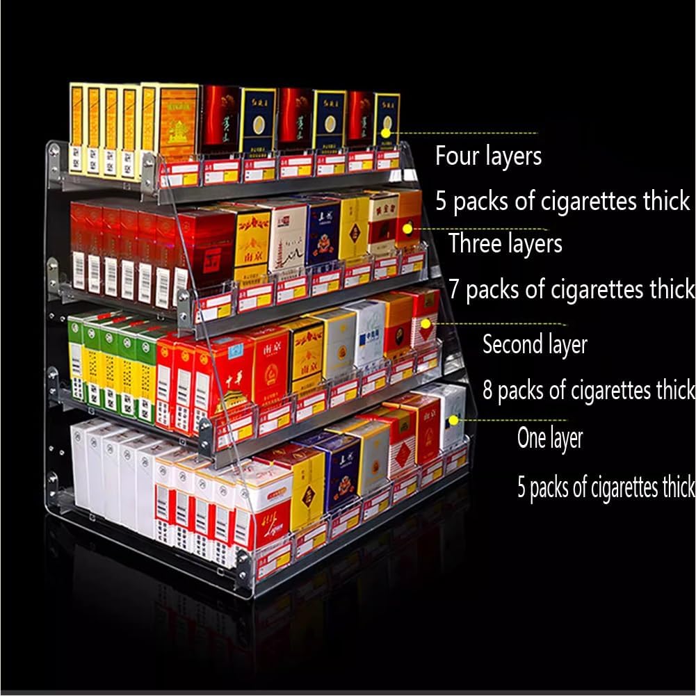 Zfmnoyev Auto Cigarette Pusher Display Holder, AcrylicTransparent Pushers Portable Display Rack, wall Mounted/countertop for Supermarkets, Retail Stores(Size:62.5x29 x 28 m)