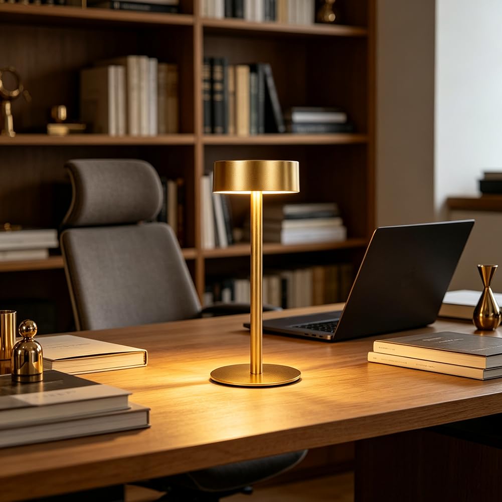LED Tischlampe Kabellose Akku Dimmbar Tischleuchte 3000K Warmes Licht USB Aufladbar Batteriebetrieben Nachttischlampe Touch Schalter 3 Helligkeitsstufen für Esszimmer Terrasse Schreibtisch