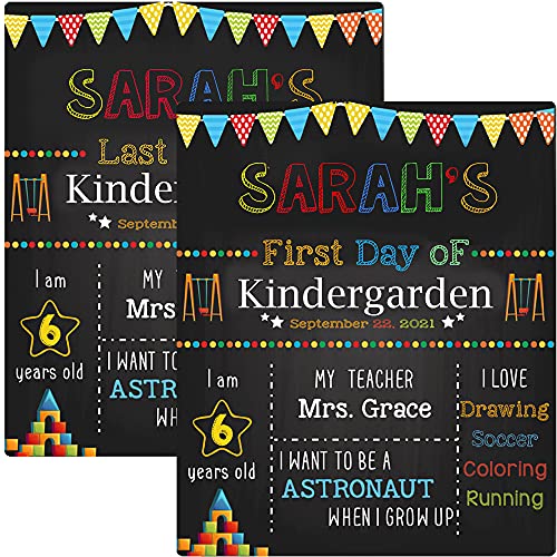 First & Last Day of School Chalkboard, My First Day of School Board, 1st Day of School Sign Reusable, Back to School Board 12 x 10 inch Double Sided Photo Prop for Kids, Girls & Boys